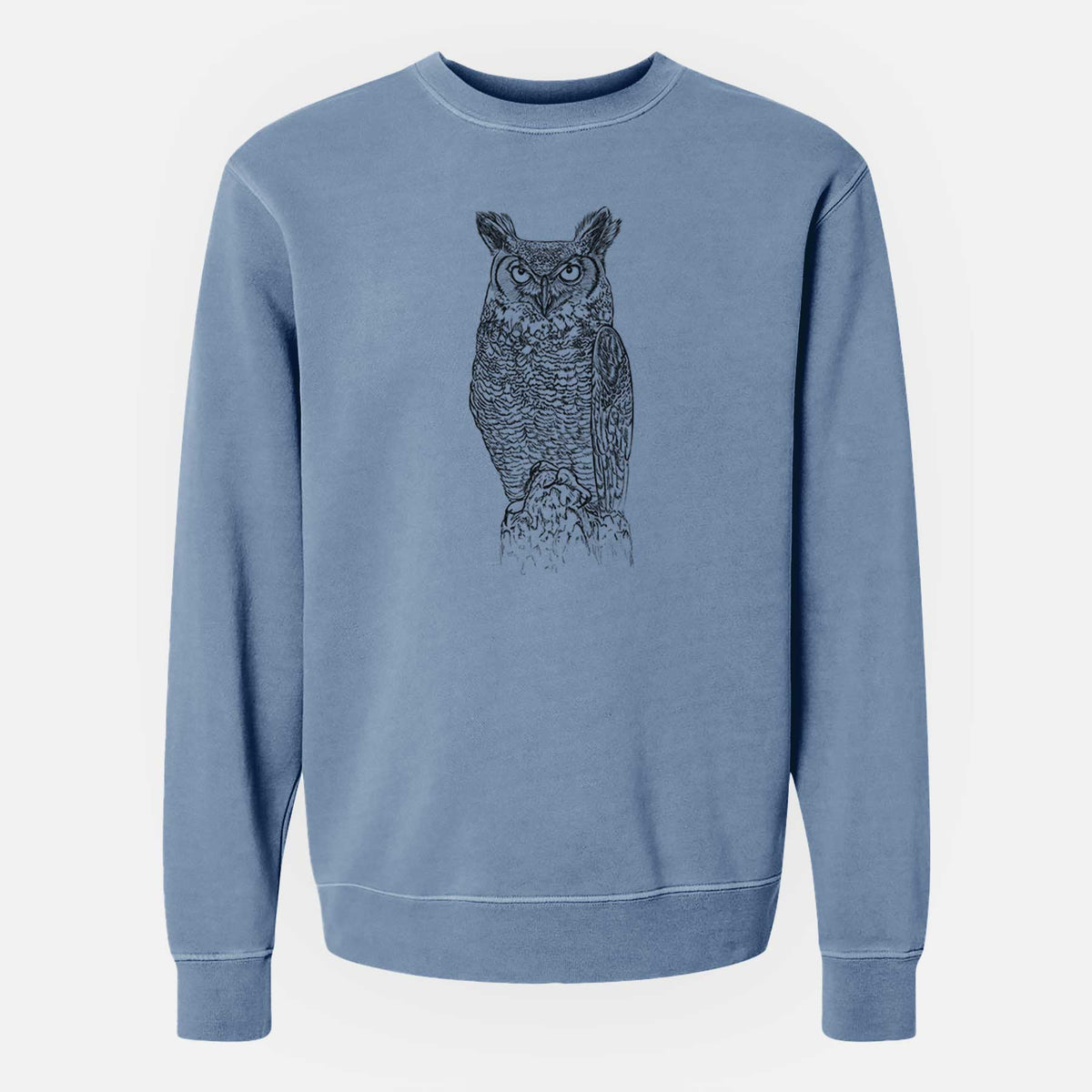 Bubo virginianus - Great Horned Owl - Unisex Pigment Dyed Crew Sweatshirt
