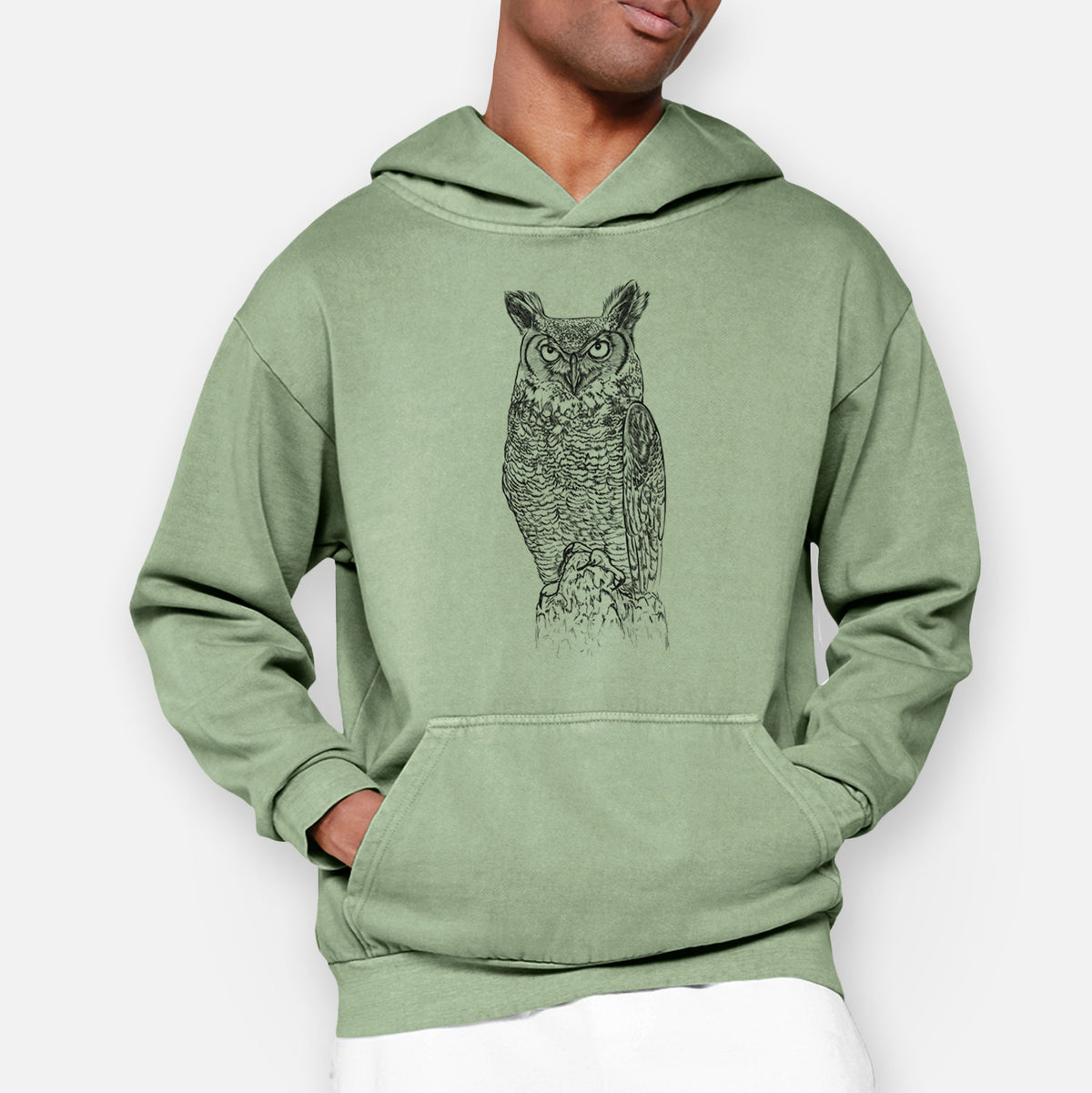 Bubo virginianus - Great Horned Owl  - Urban Heavyweight Hoodie
