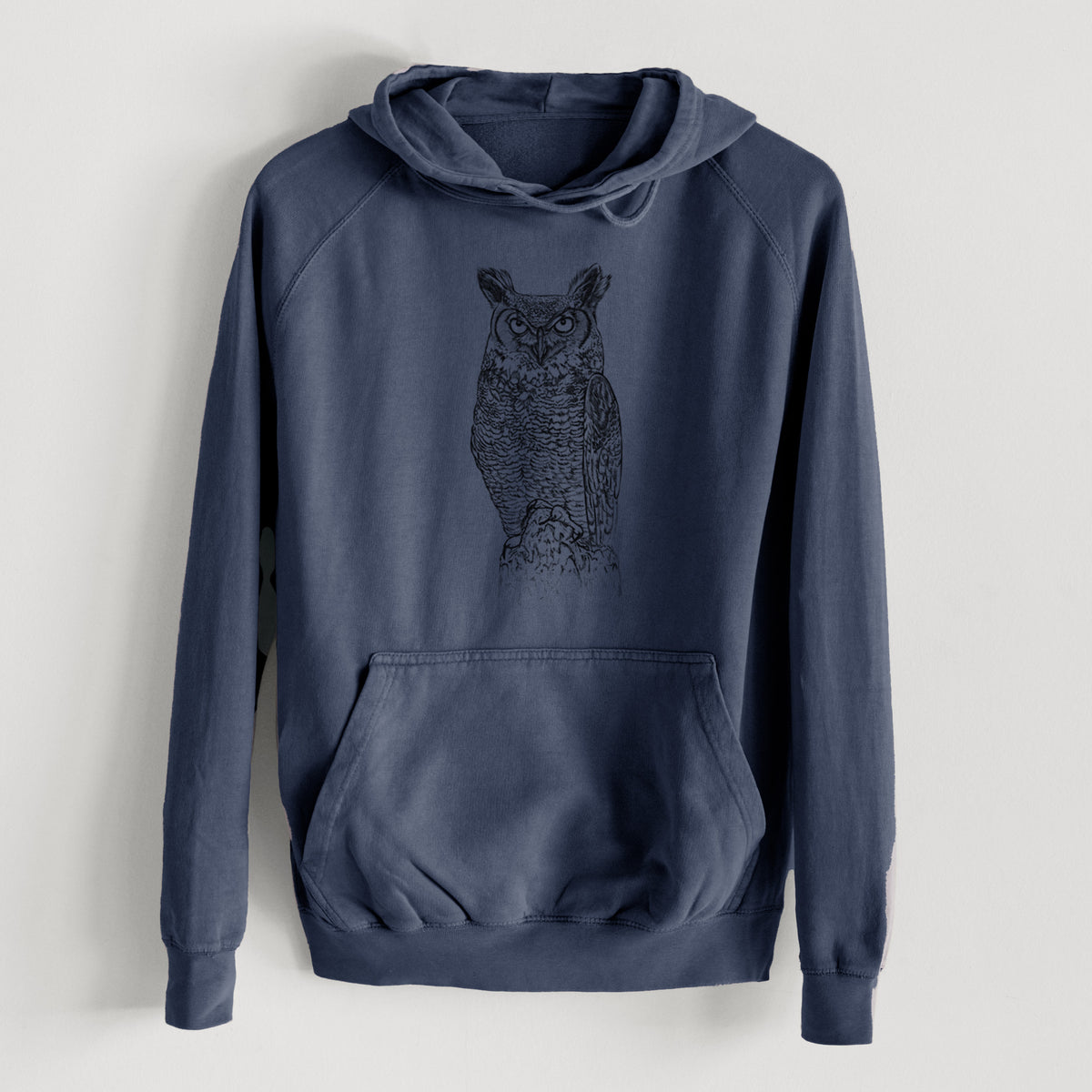 Bubo virginianus - Great Horned Owl  - Mid-Weight Unisex Vintage 100% Cotton Hoodie