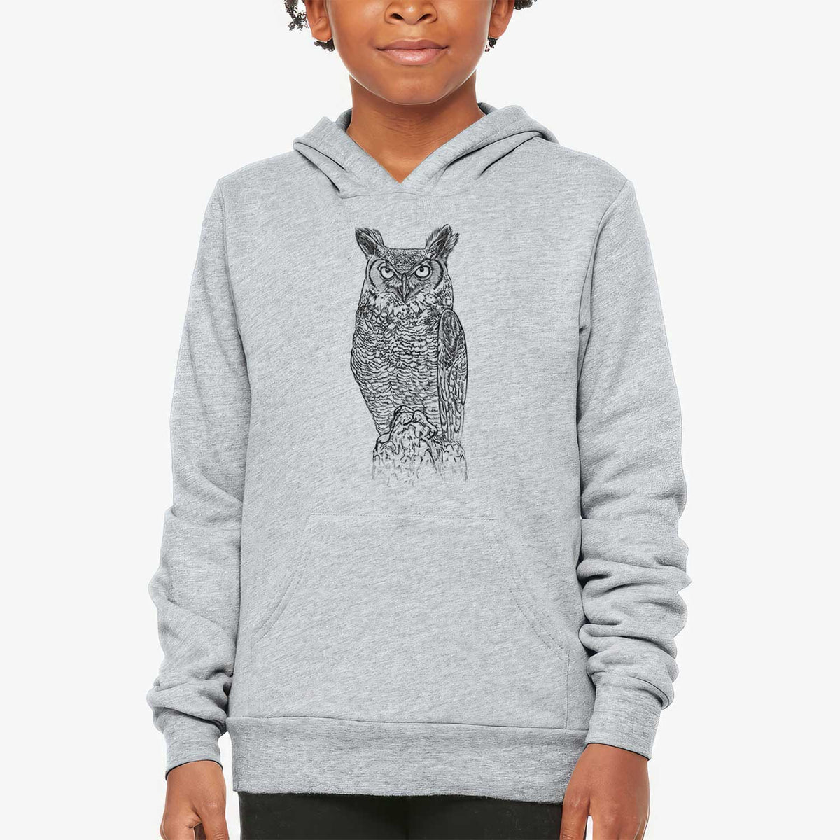 Bubo virginianus - Great Horned Owl - Youth Hoodie Sweatshirt