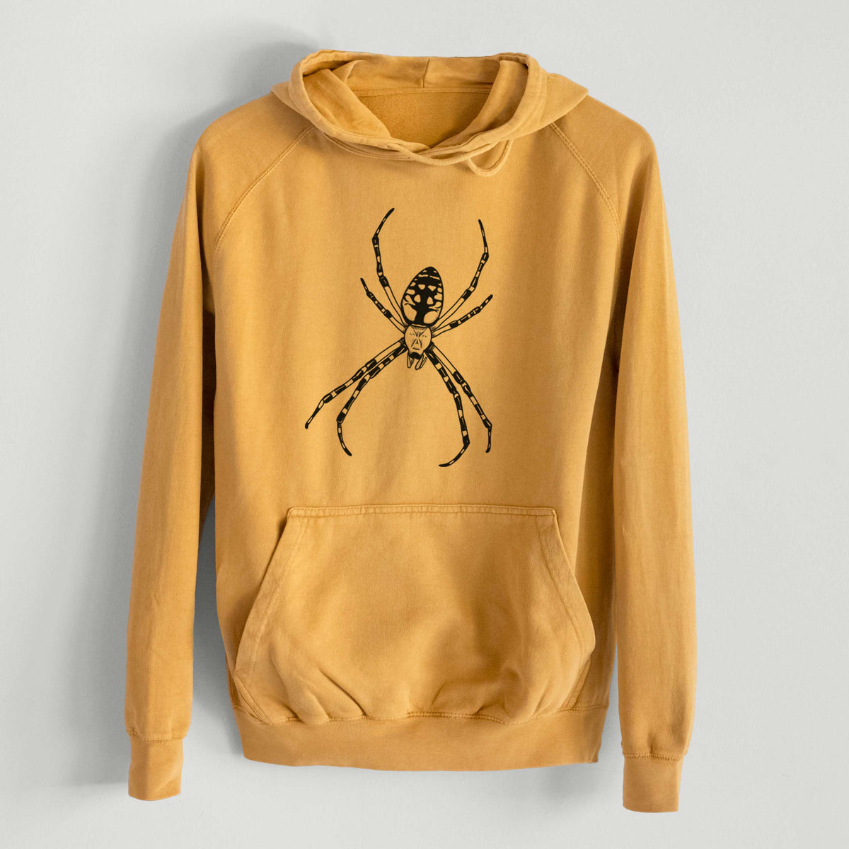 Argiope aurantia - Yellow Garden Spider  - Mid-Weight Unisex Vintage 100% Cotton Hoodie