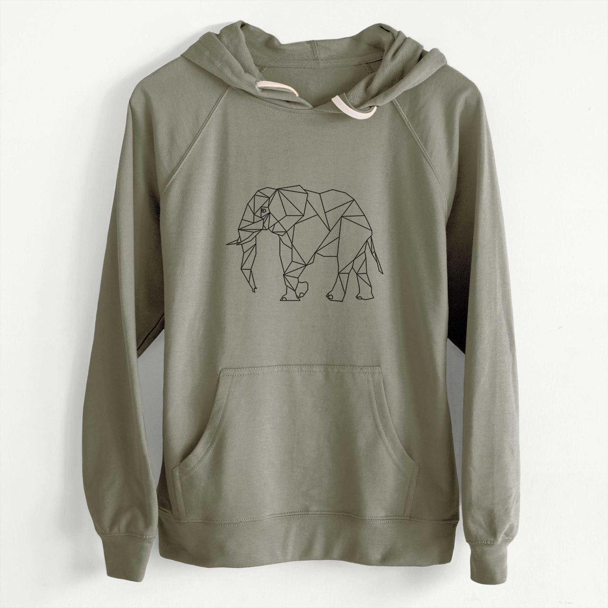 Geometric Elephant  - Slim Fit Loopback Terry Hoodie