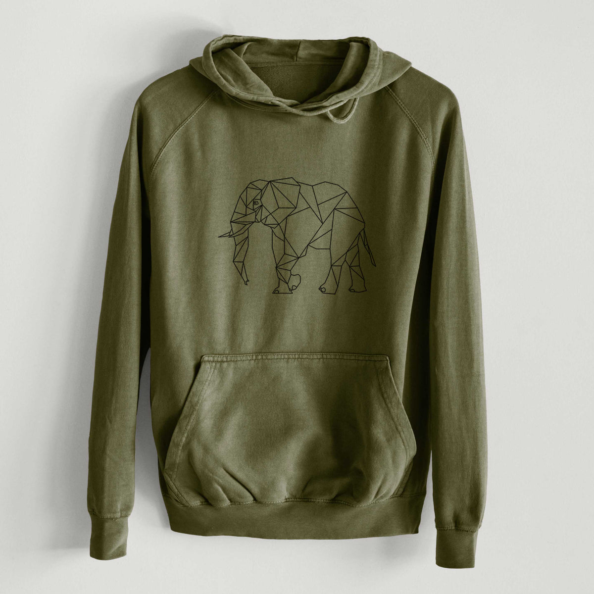 Geometric Elephant  - Mid-Weight Unisex Vintage 100% Cotton Hoodie