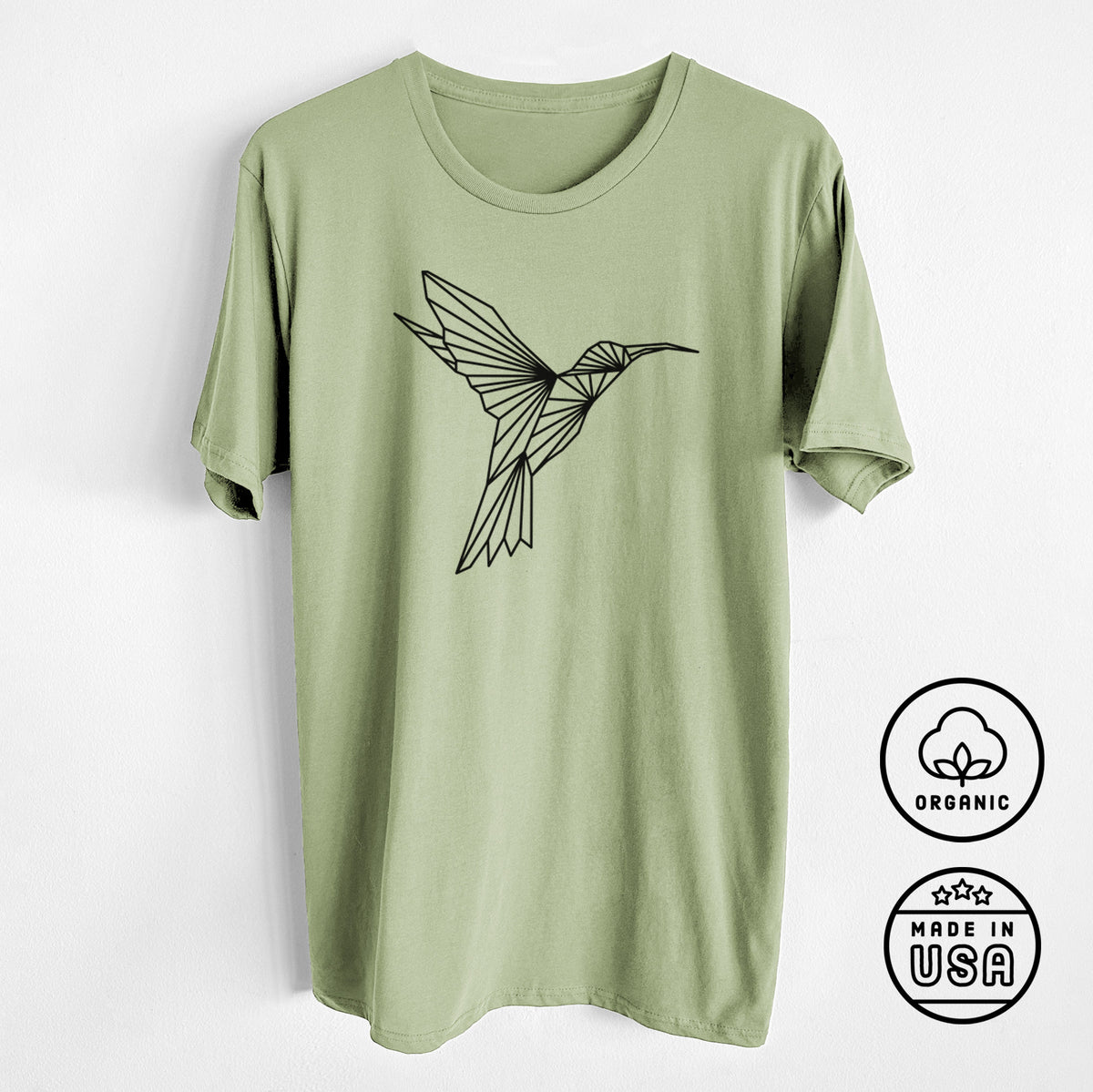 Geometric Hummingbird - Unisex Crewneck - Made in USA - 100% Organic Cotton