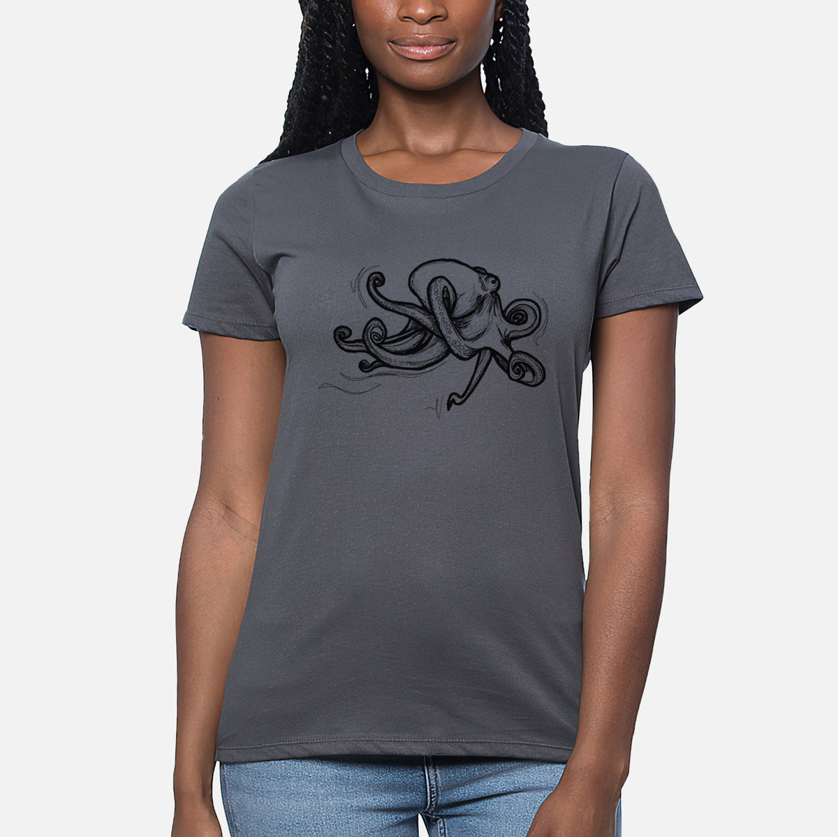 Giant Pacific Octopus - Women&#39;s Crewneck - Made in USA - 100% Organic Cotton
