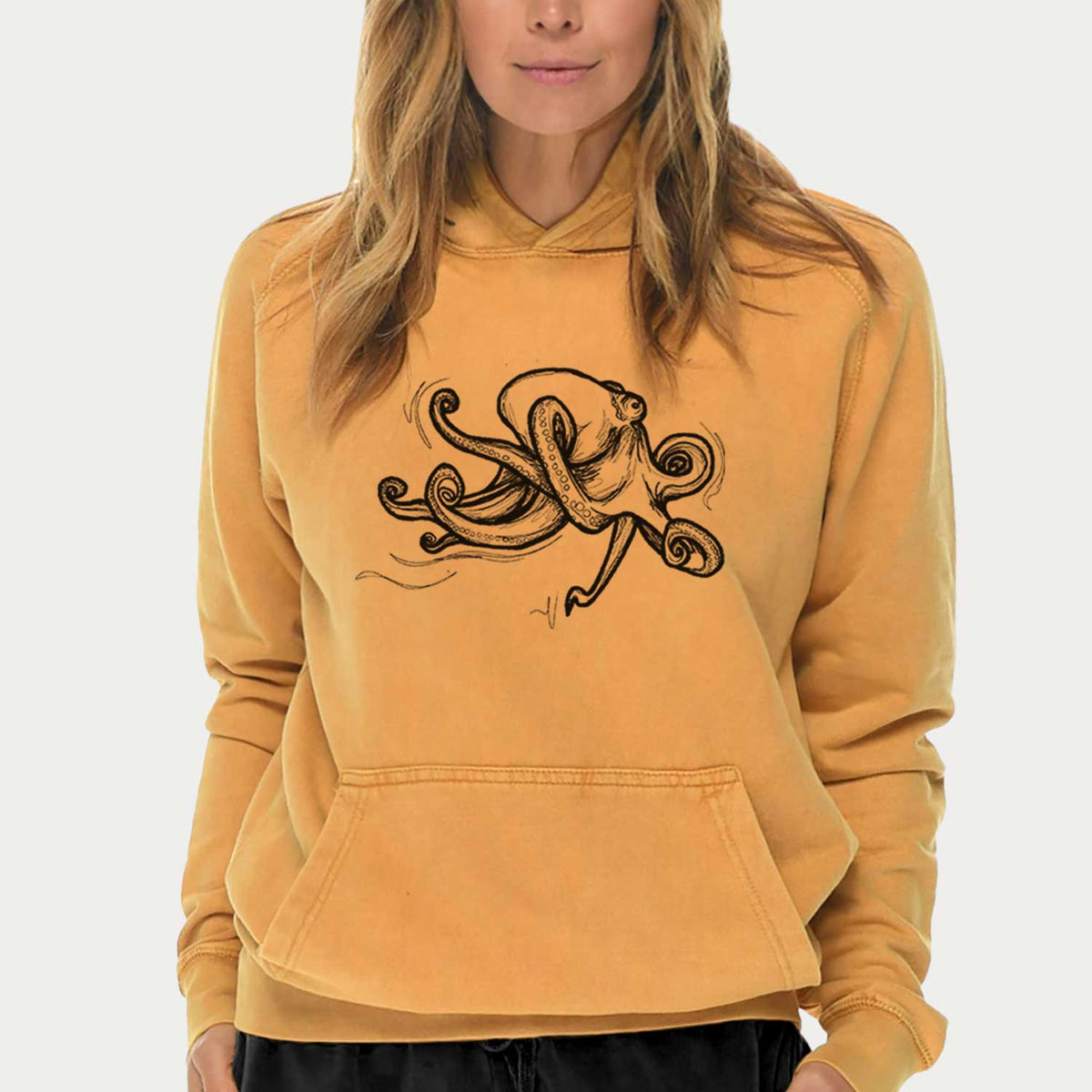 Giant Pacific Octopus  - Mid-Weight Unisex Vintage 100% Cotton Hoodie