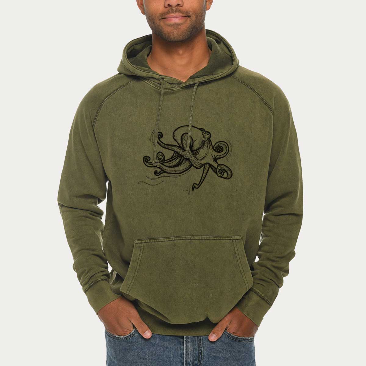 Giant Pacific Octopus  - Mid-Weight Unisex Vintage 100% Cotton Hoodie