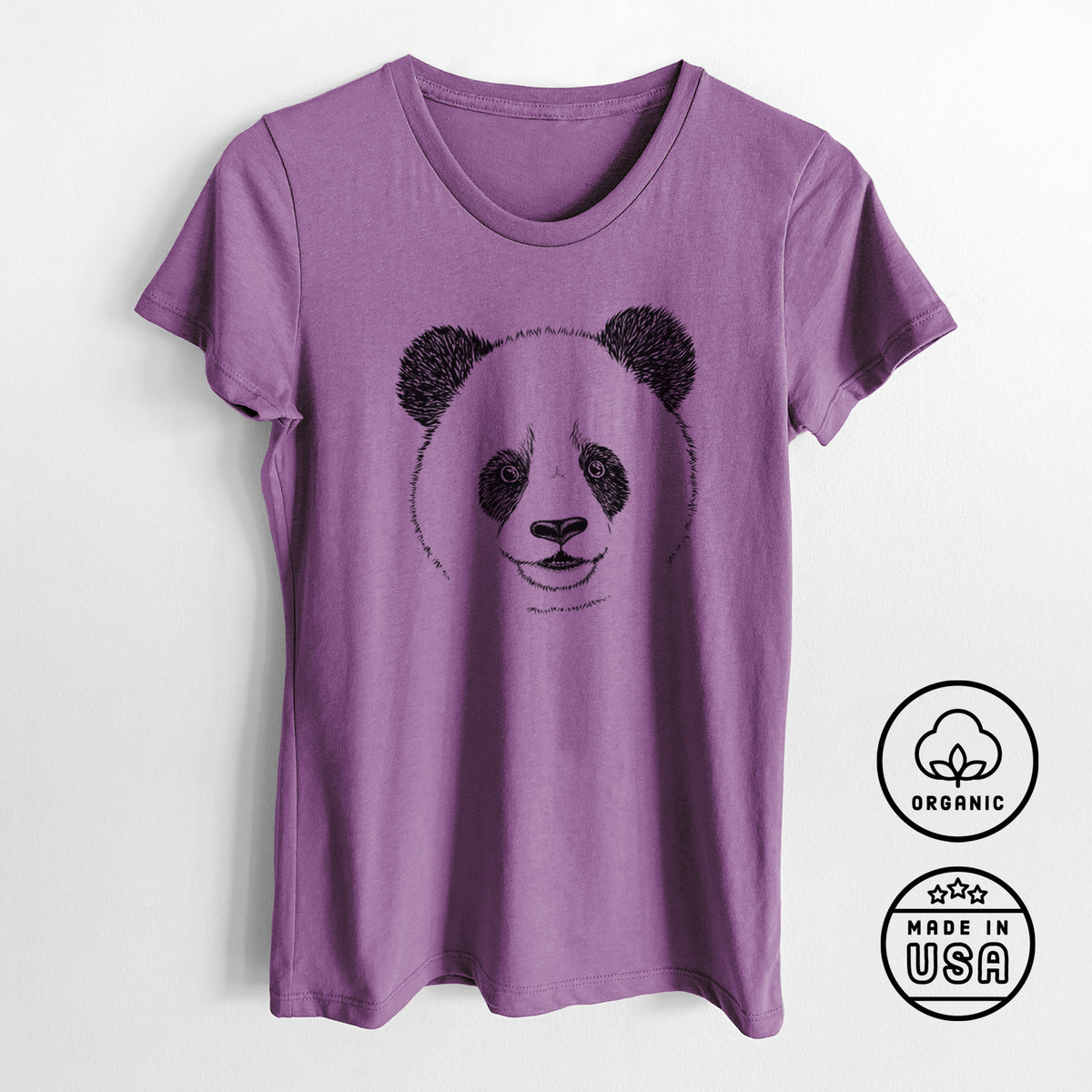 Giant Panda - Women&#39;s Crewneck - Made in USA - 100% Organic Cotton