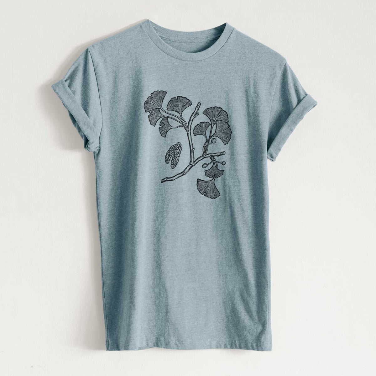 Ginkgo Biloba - Ginkgo Tree Stem with Leaves - Unisex Recycled Eco Tee  - CLOSEOUT - FINAL SALE
