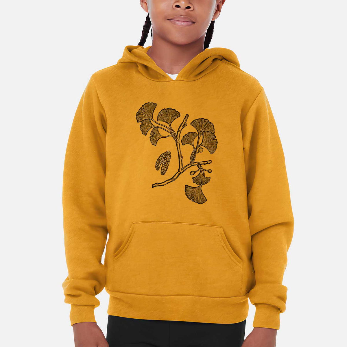 Ginkgo Biloba - Ginkgo Tree Stem with Leaves - Youth Hoodie Sweatshirt