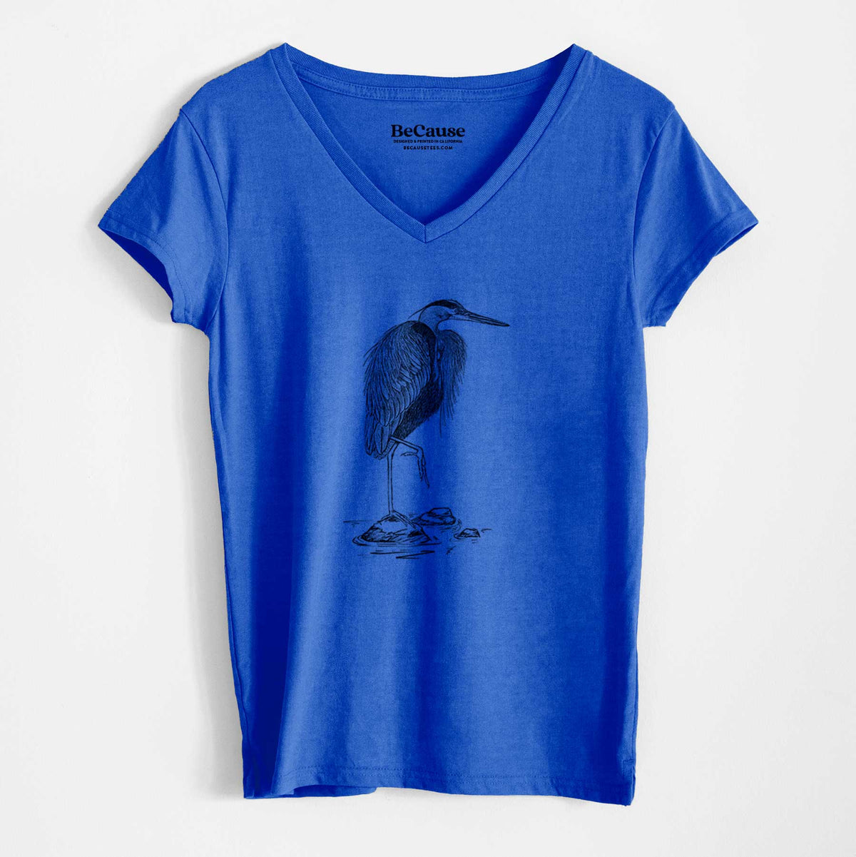 Ardea herodias - Great Blue Heron - Women&#39;s 100% Recycled V-neck
