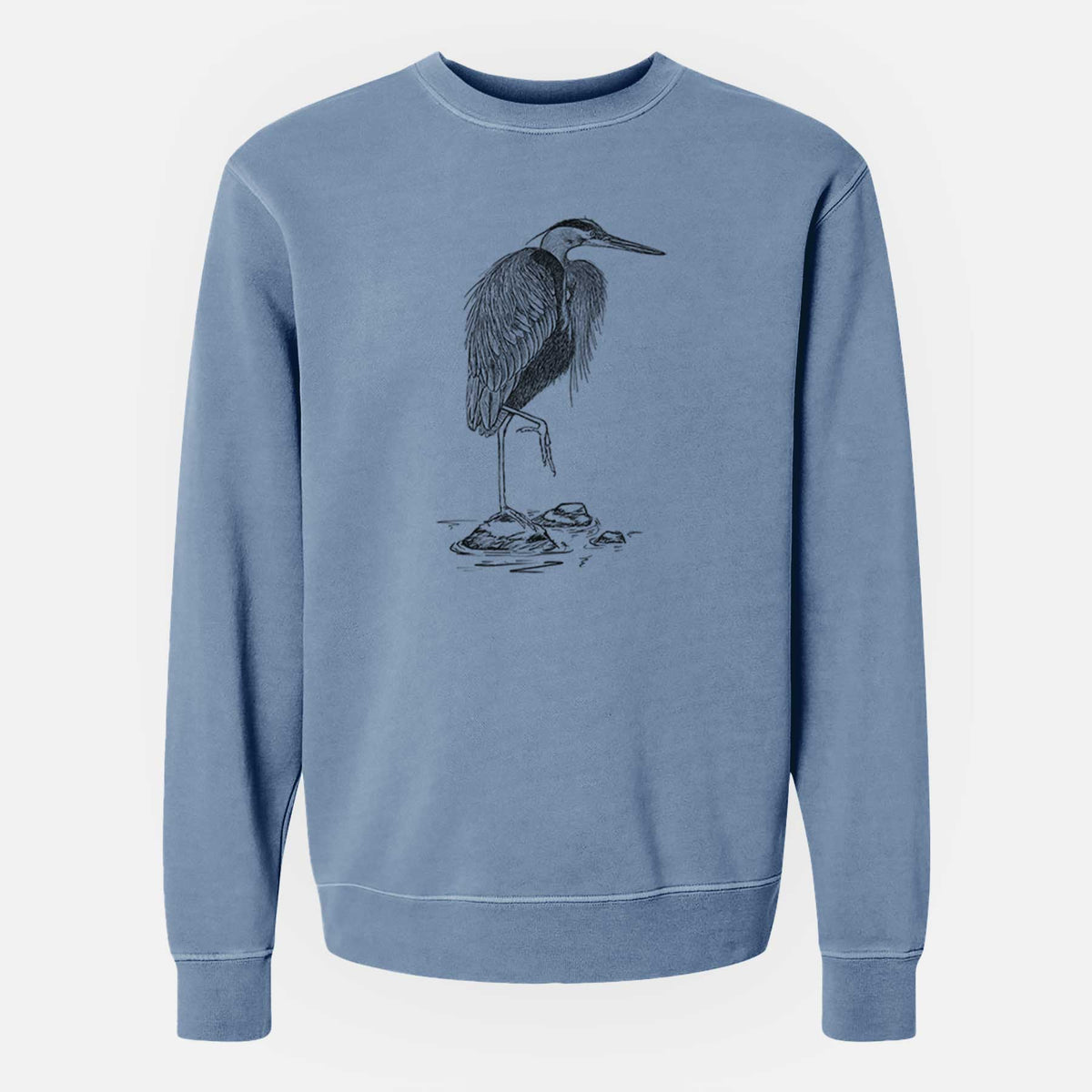 Ardea herodias - Great Blue Heron - Unisex Pigment Dyed Crew Sweatshirt