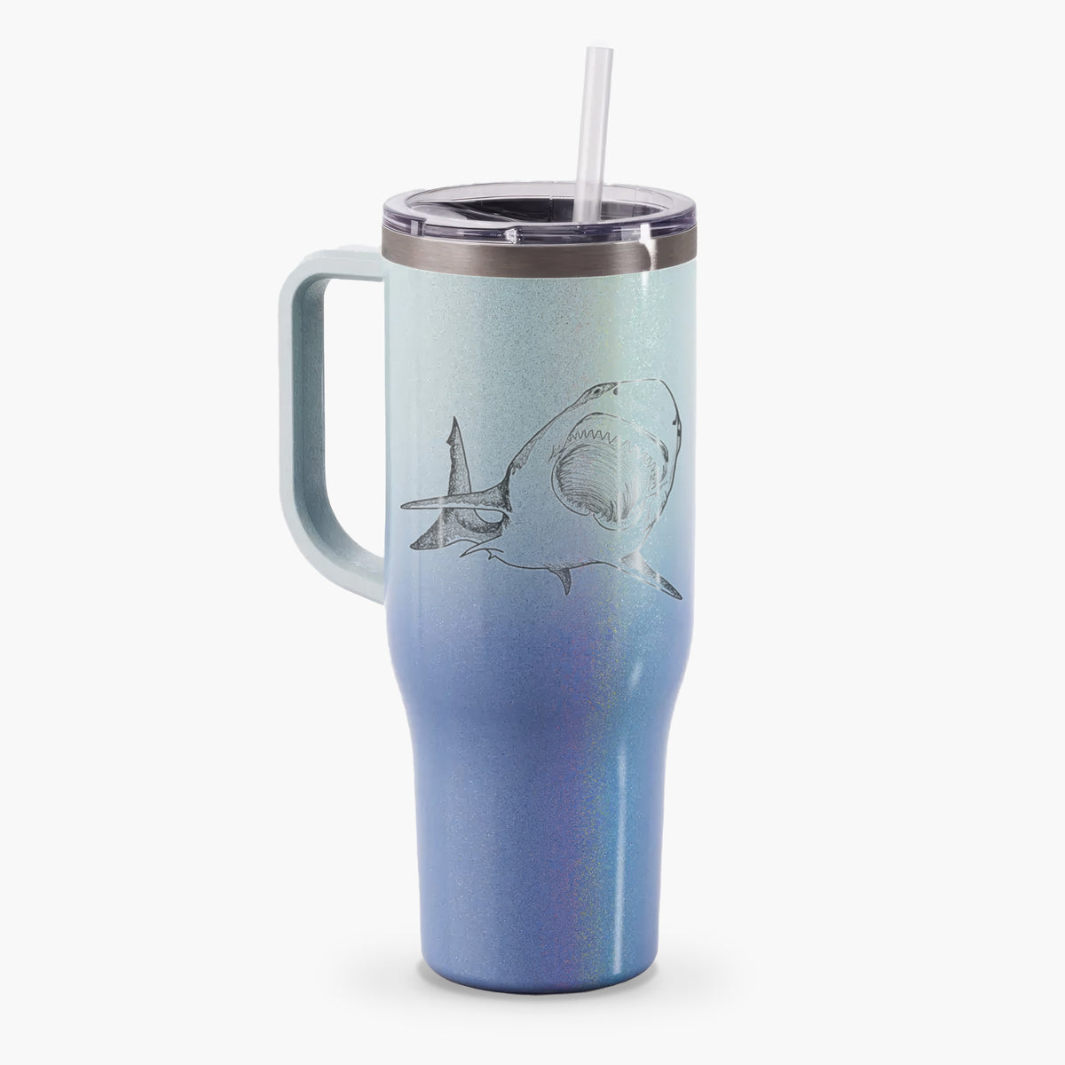 Great White Shark - 40oz Tumbler with Handle