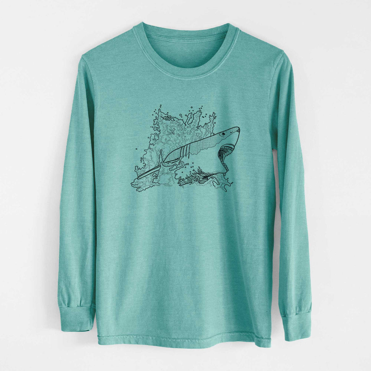 Great White Shark in Water - Heavyweight 100% Cotton Long Sleeve