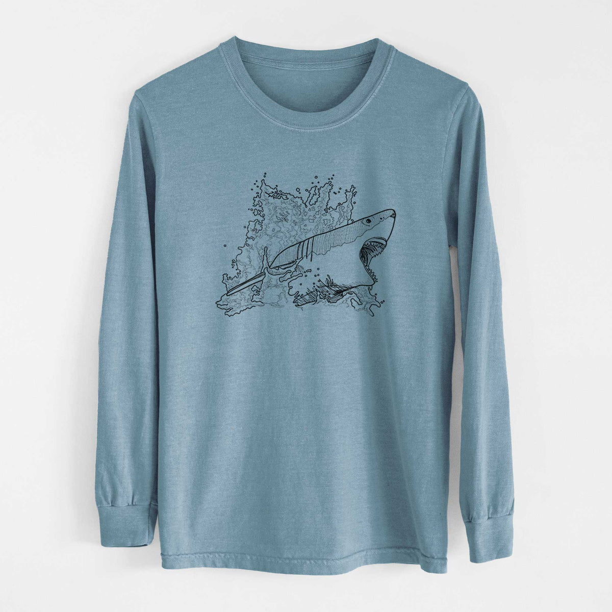 Great White Shark in Water - Heavyweight 100% Cotton Long Sleeve