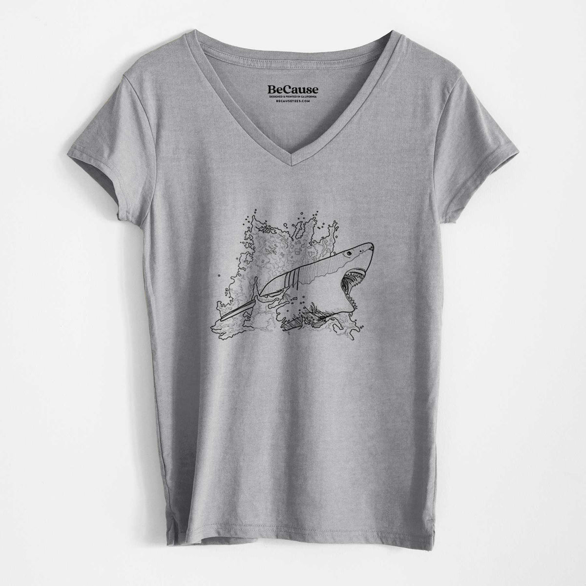 Great White Shark in Water - Women&#39;s 100% Recycled V-neck