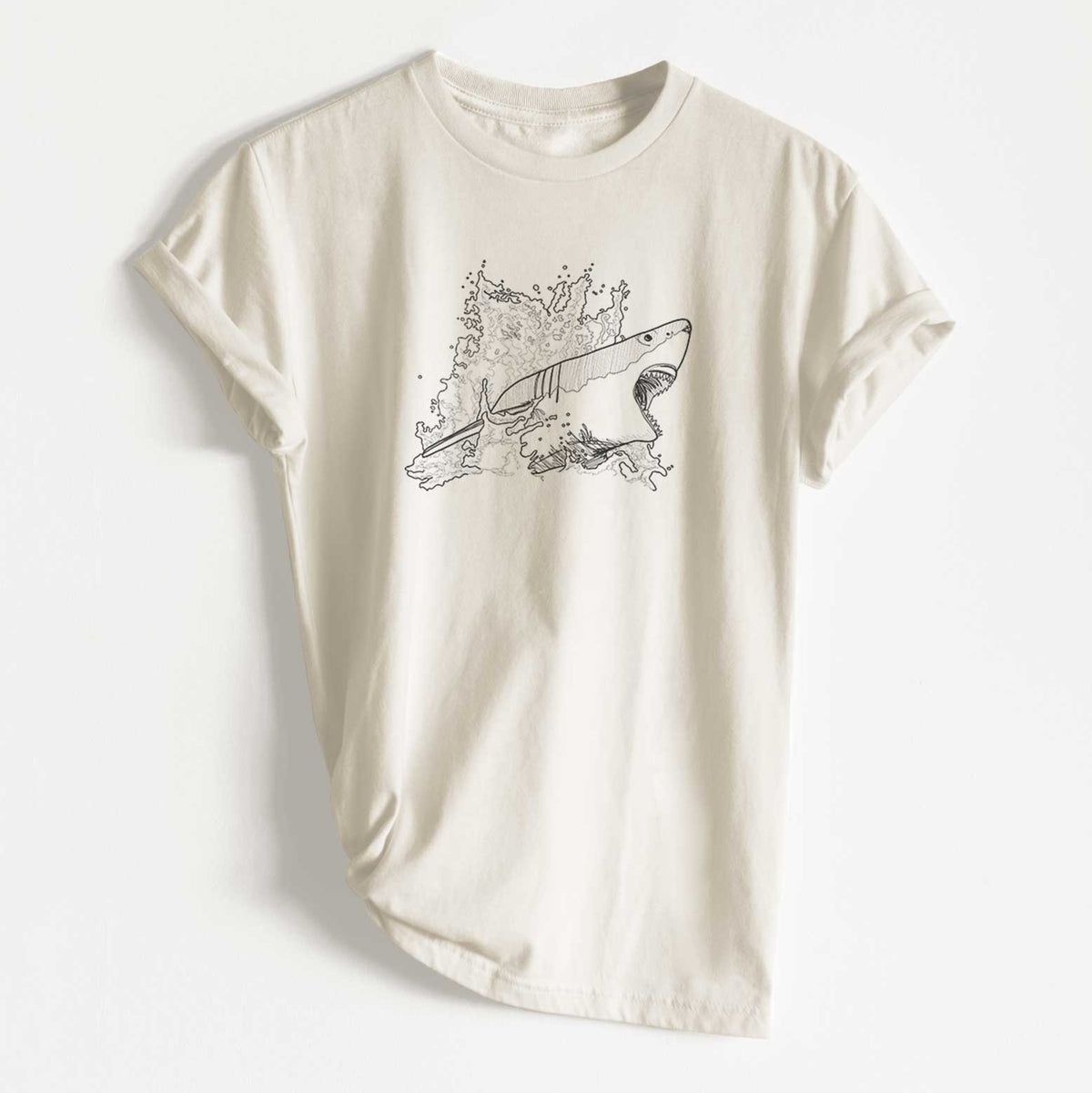 Great White Shark in Water - Unisex Recycled Eco Tee  - CLOSEOUT - FINAL SALE