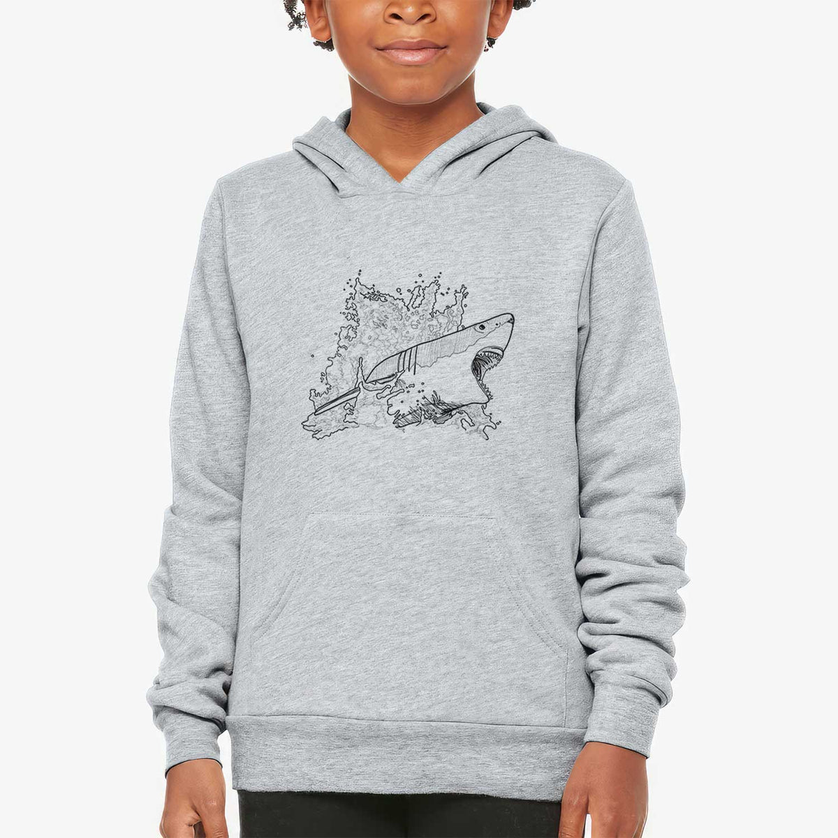Great White Shark in Water - Youth Hoodie Sweatshirt
