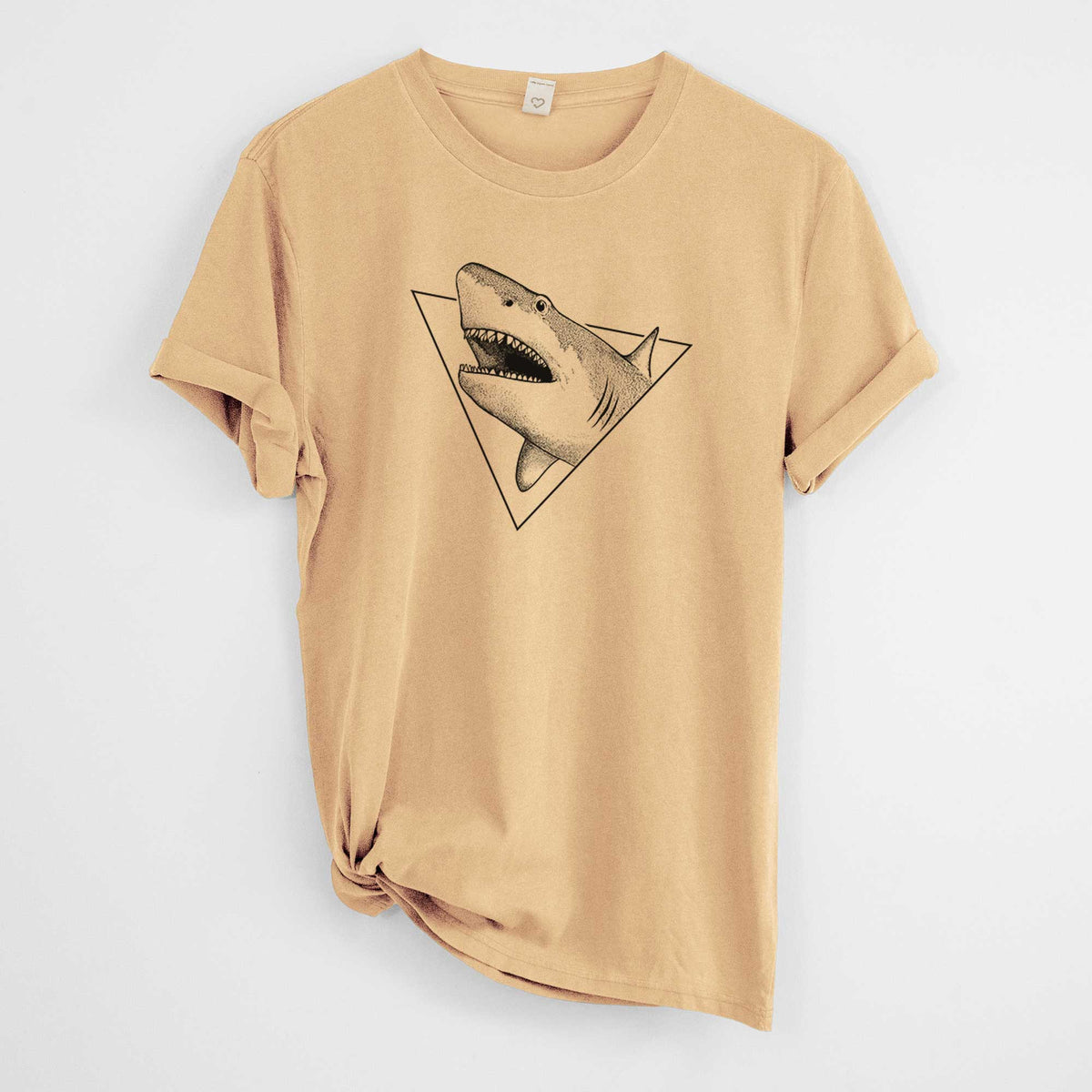 Great White Shark Triangle -  Mineral Wash 100% Organic Cotton Short Sleeve