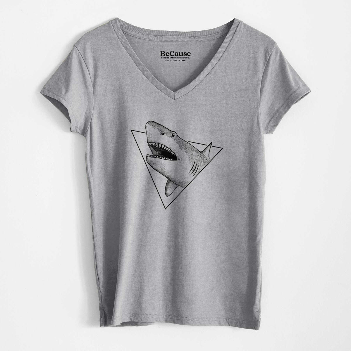 Great White Shark Triangle - Women&#39;s 100% Recycled V-neck