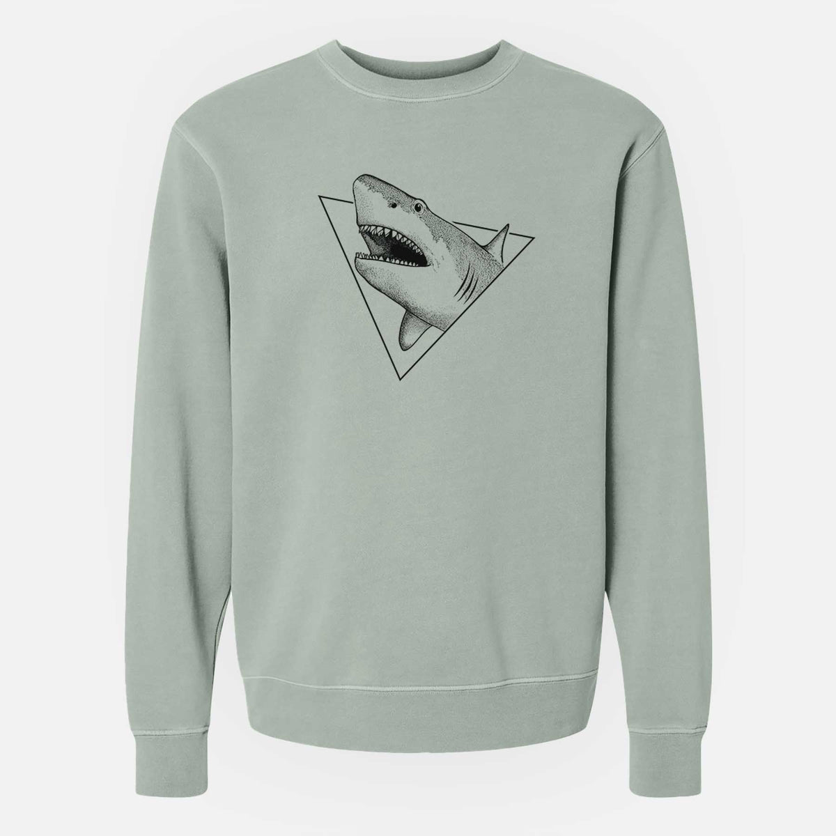 Great White Shark Triangle - Unisex Pigment Dyed Crew Sweatshirt