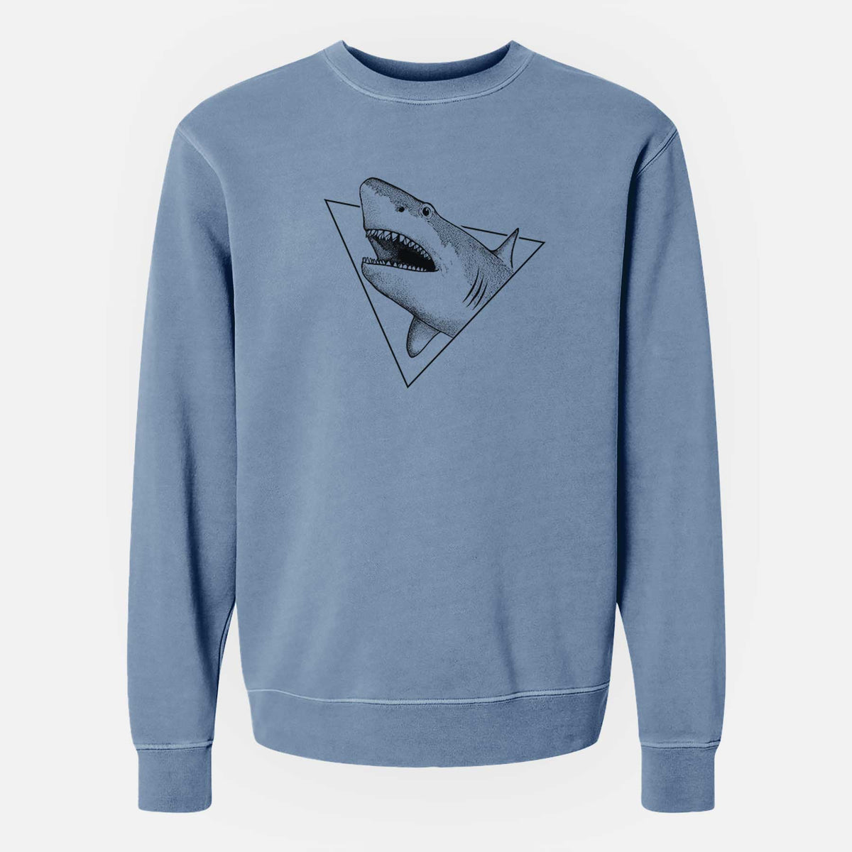 Great White Shark Triangle - Unisex Pigment Dyed Crew Sweatshirt