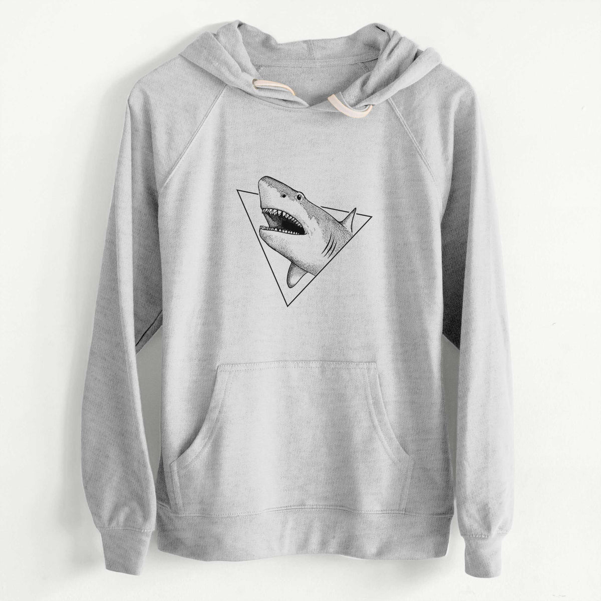 Great White Shark Triangle  - Slim Fit Loopback Terry Hoodie