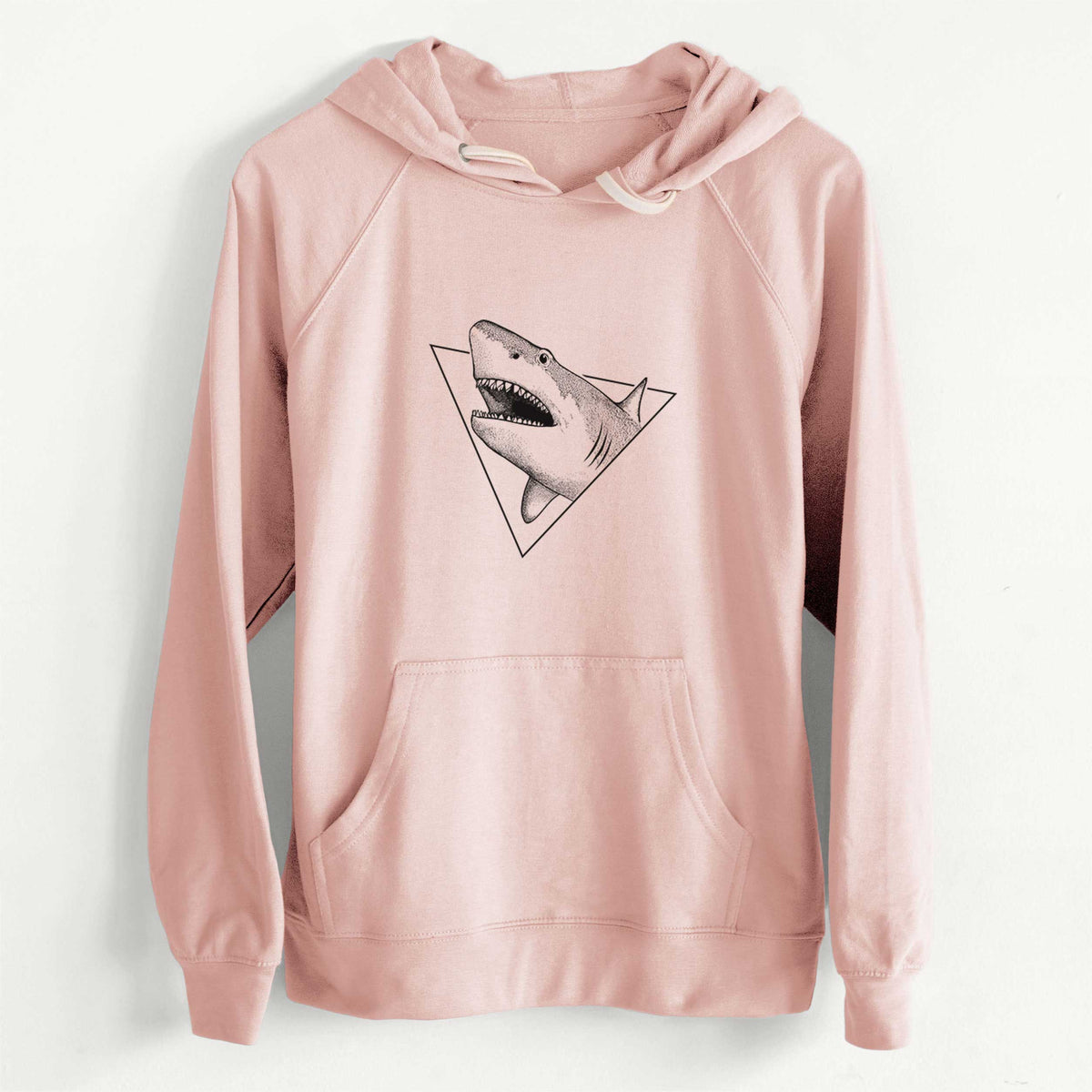 Great White Shark Triangle  - Slim Fit Loopback Terry Hoodie