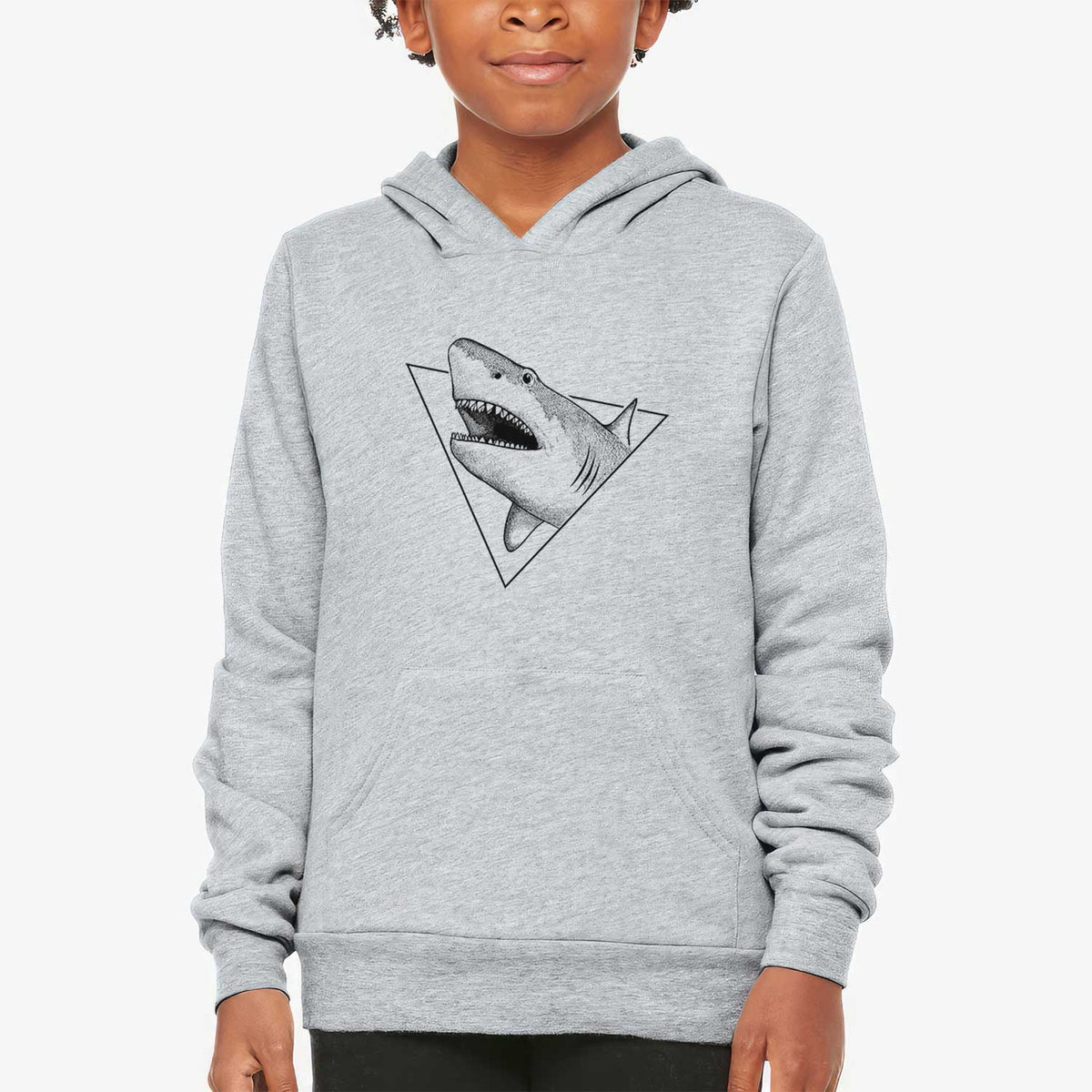 Great White Shark Triangle - Youth Hoodie Sweatshirt