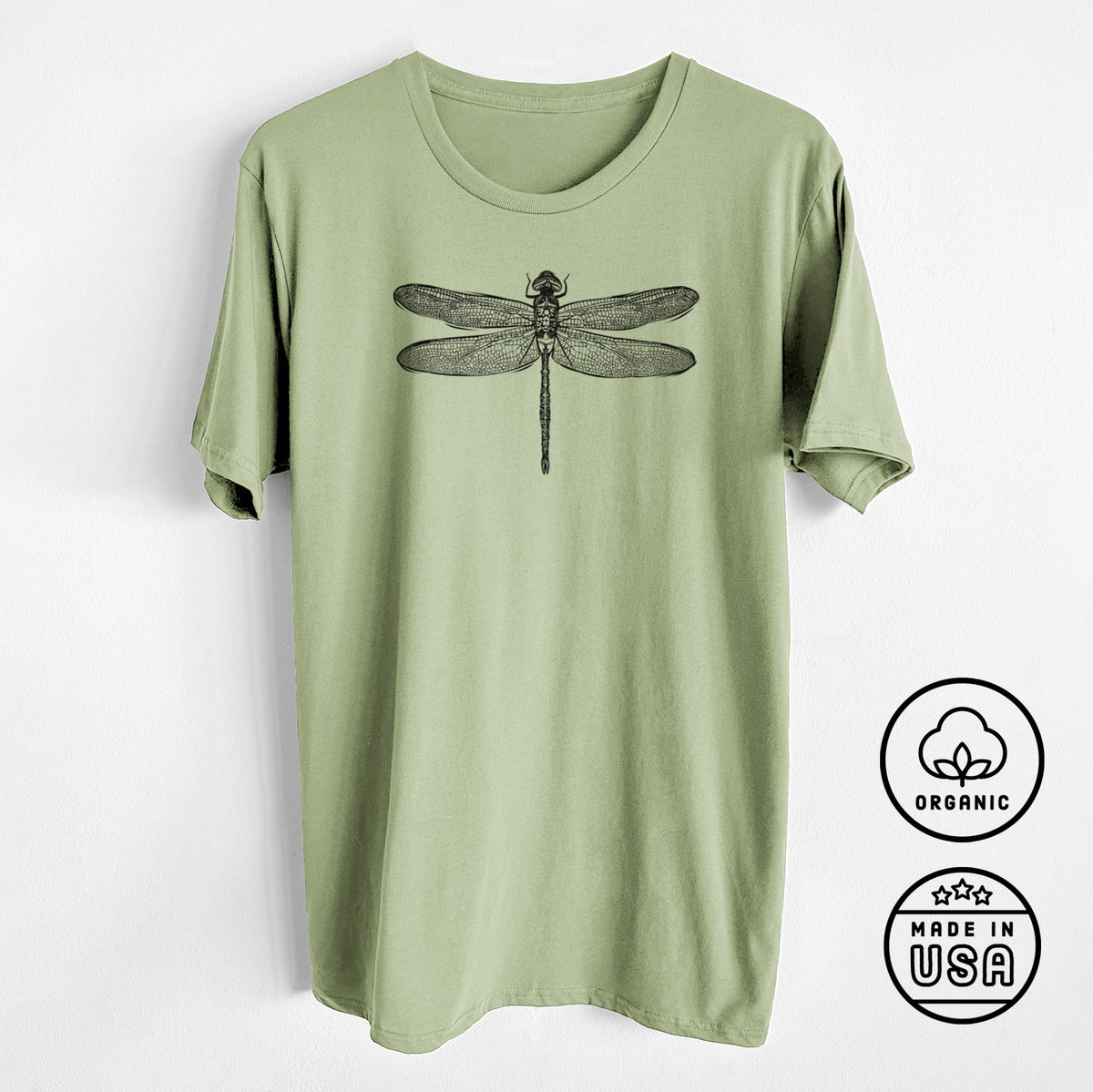 Anax Junius - Green Darner Dragonfly - Unisex Crewneck - Made in USA - 100% Organic Cotton