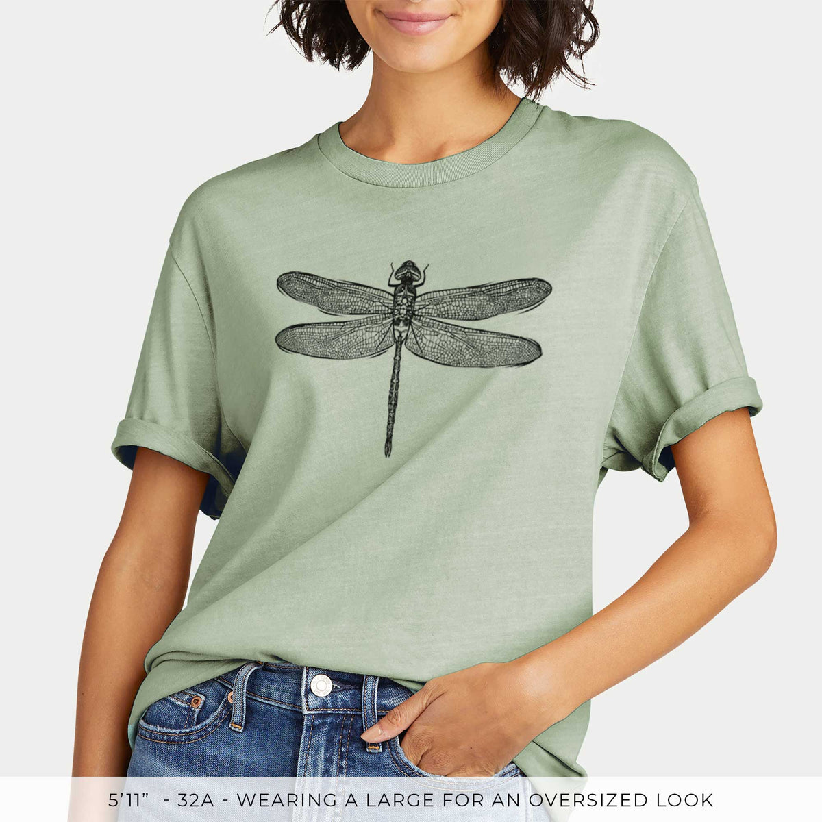 Anax Junius - Green Darner Dragonfly -  Mineral Wash 100% Organic Cotton Short Sleeve