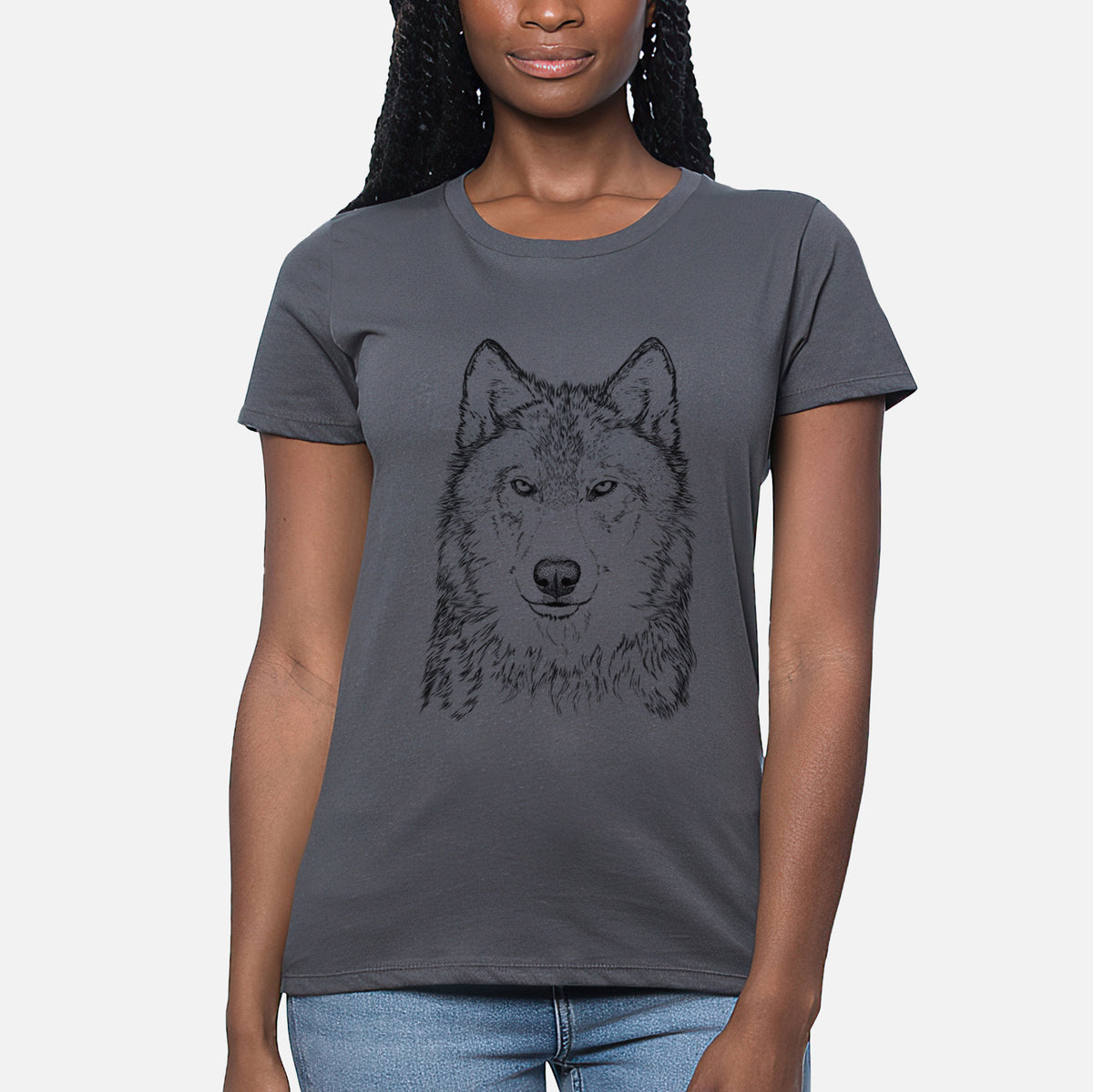 Grey Wolf - Canis lupus - Women&#39;s Crewneck - Made in USA - 100% Organic Cotton