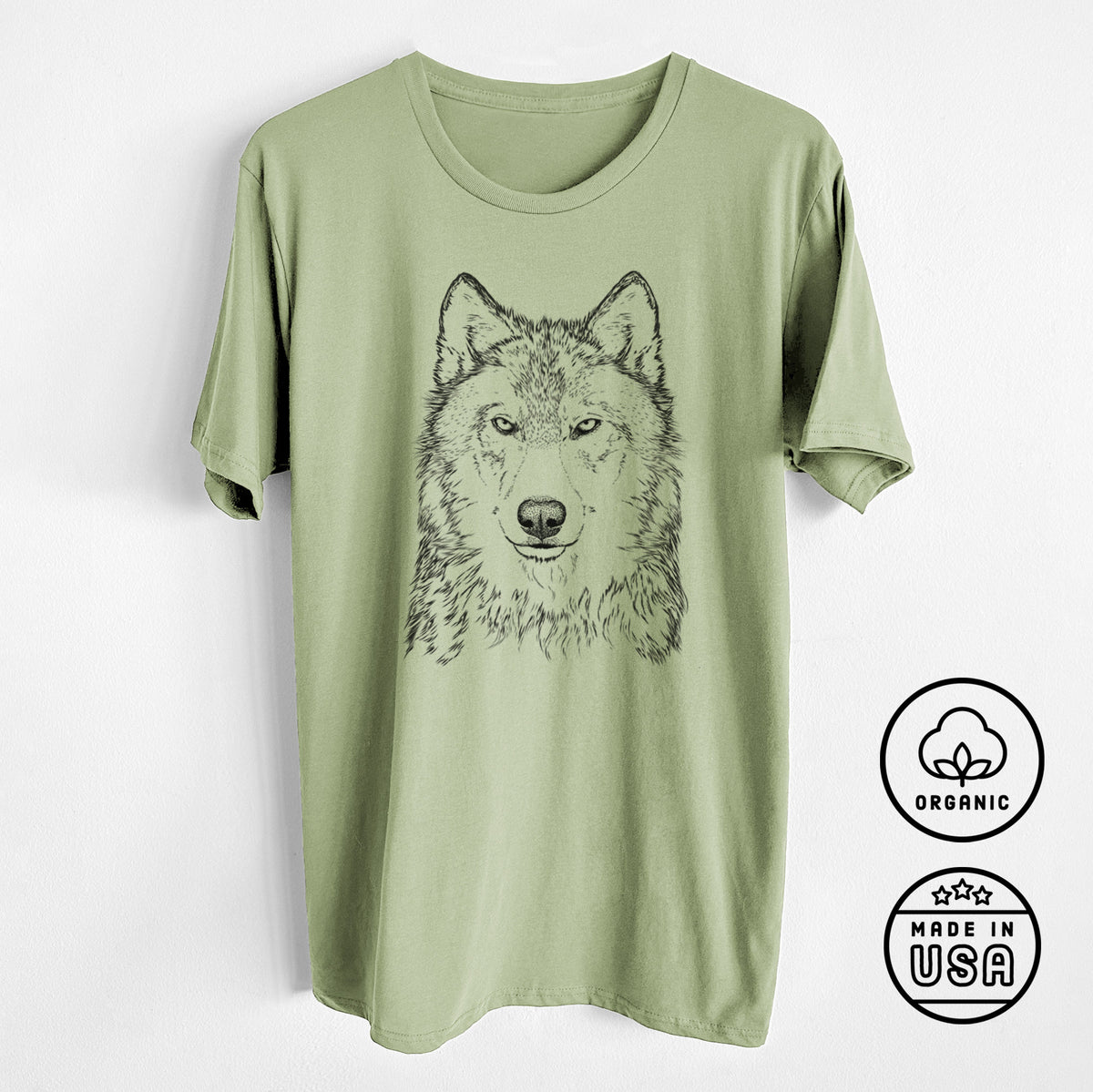 Grey Wolf - Canis lupus - Unisex Crewneck - Made in USA - 100% Organic Cotton