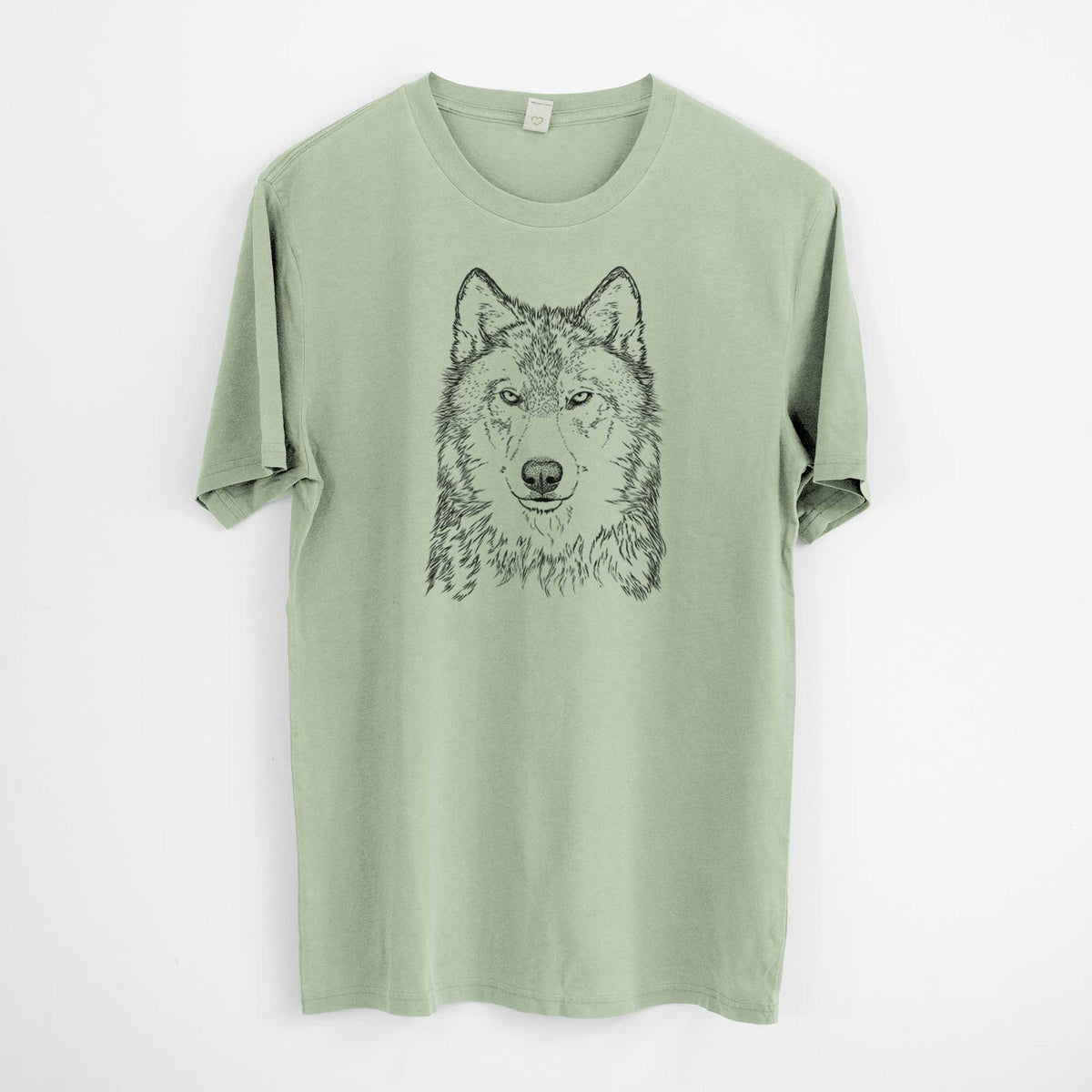 Grey Wolf - Canis lupus -  Mineral Wash 100% Organic Cotton Short Sleeve