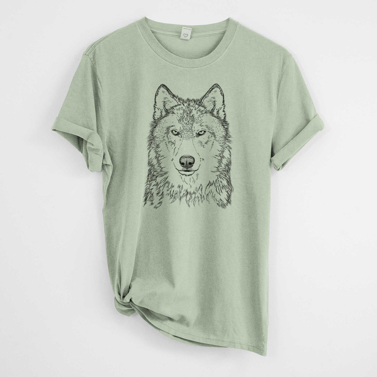 Grey Wolf - Canis lupus -  Mineral Wash 100% Organic Cotton Short Sleeve