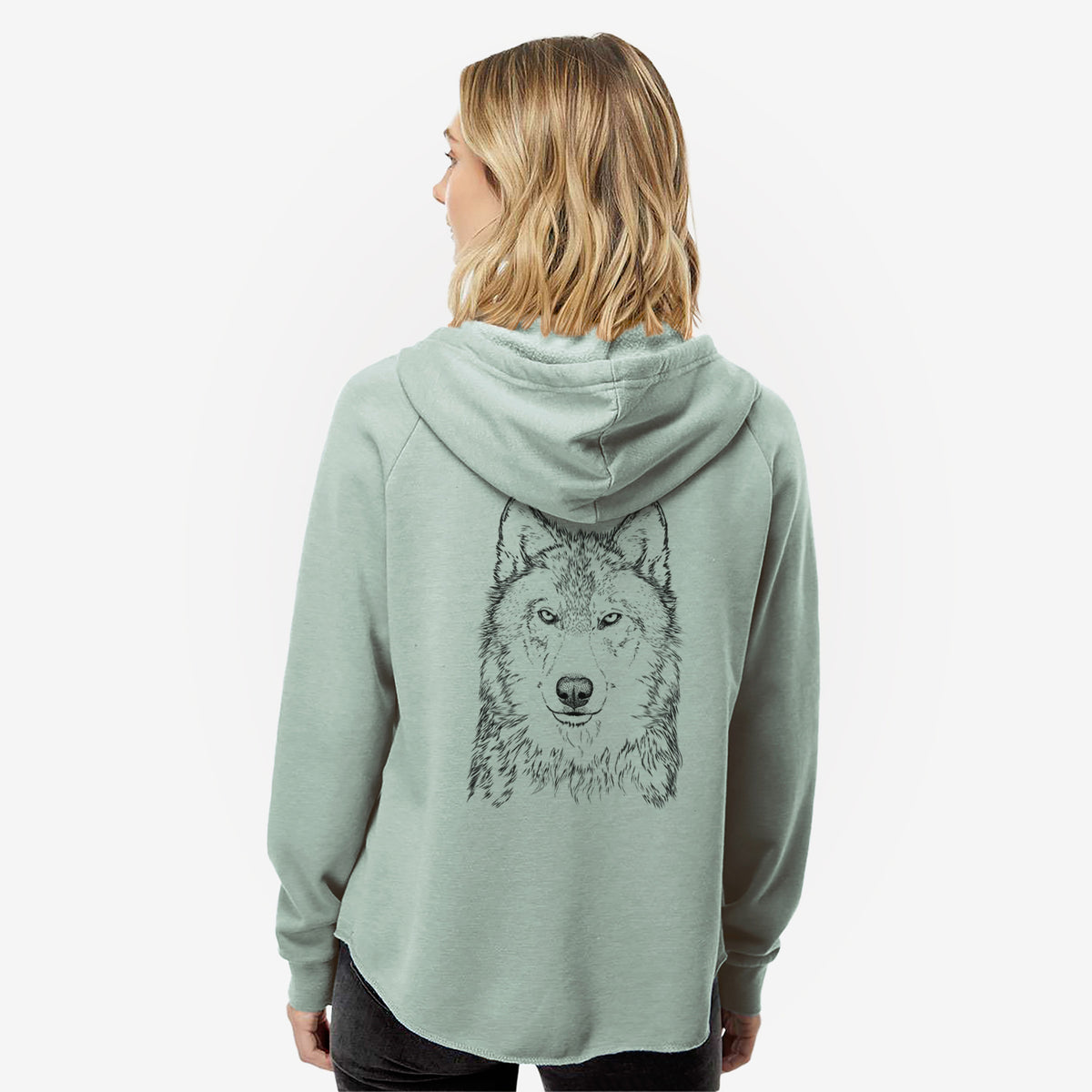 Grey Wolf - Canis lupus - Women&#39;s Cali Wave Zip-Up Sweatshirt