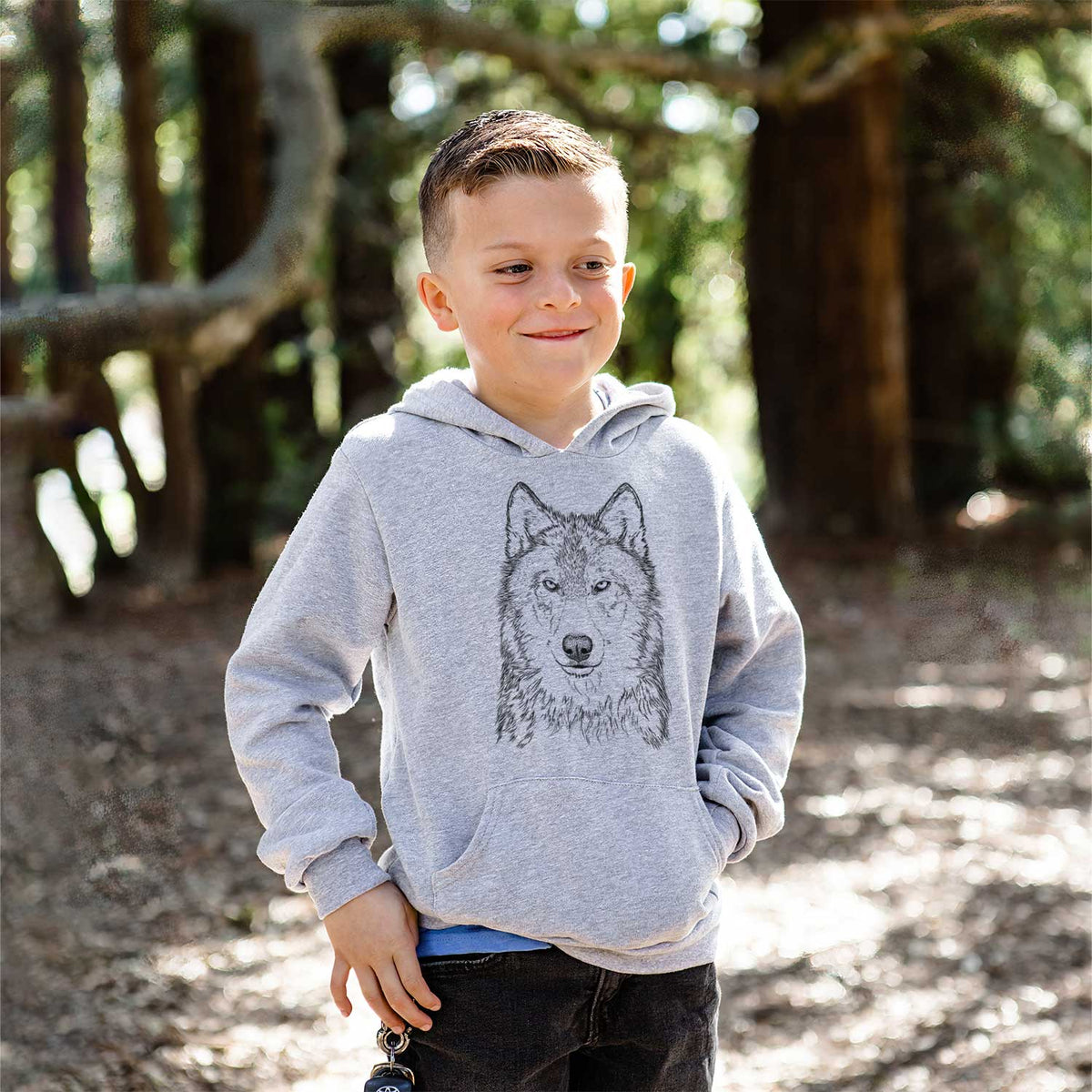 Grey Wolf - Canis lupus - Youth Hoodie Sweatshirt