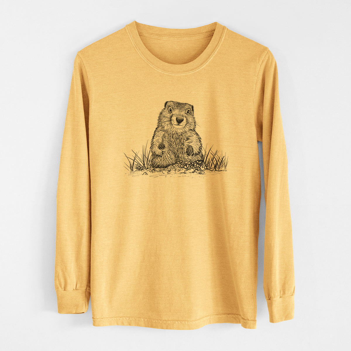 Groundhog - Marmota Monax - Heavyweight 100% Cotton Long Sleeve