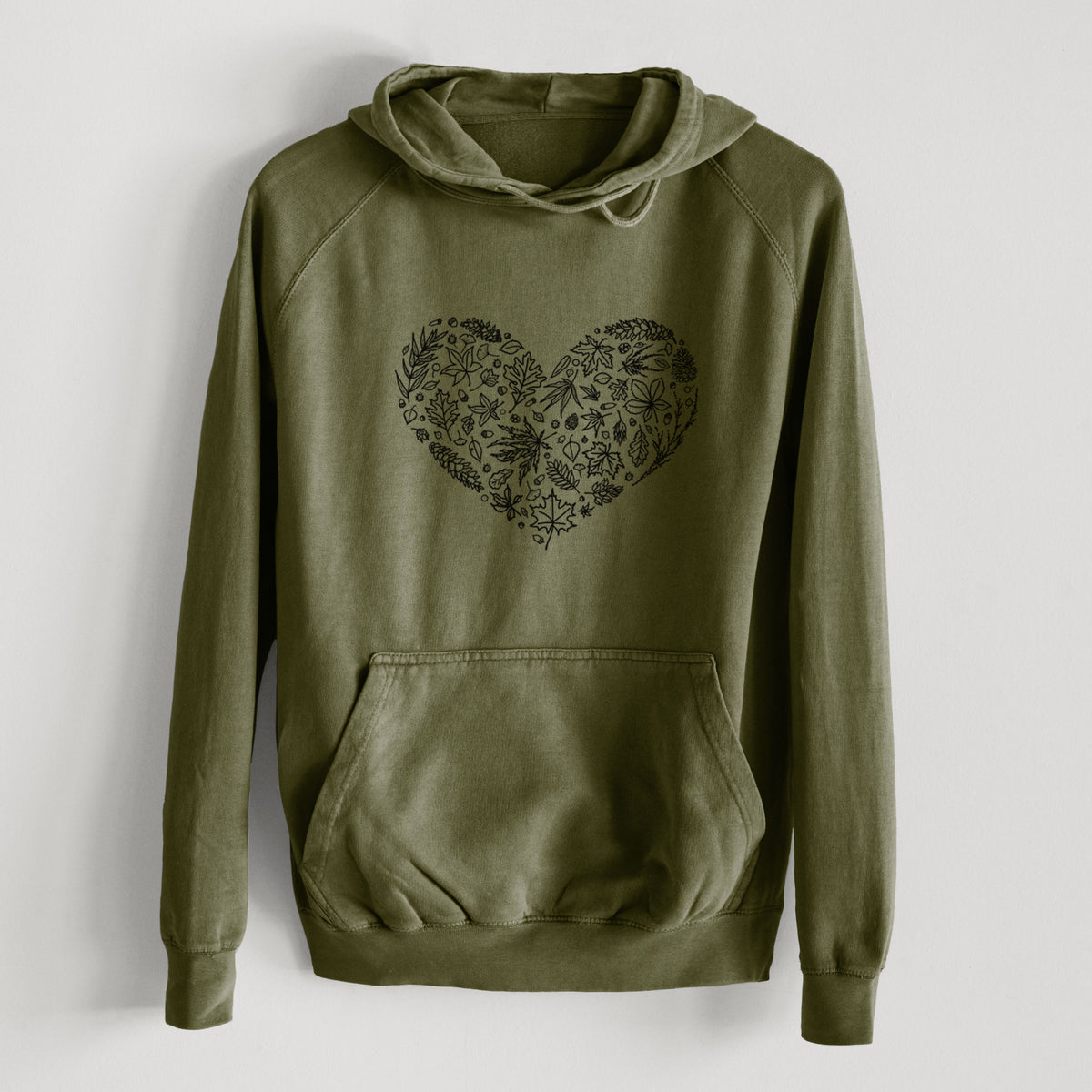 Heart Full of Autumn Leaves  - Mid-Weight Unisex Vintage 100% Cotton Hoodie