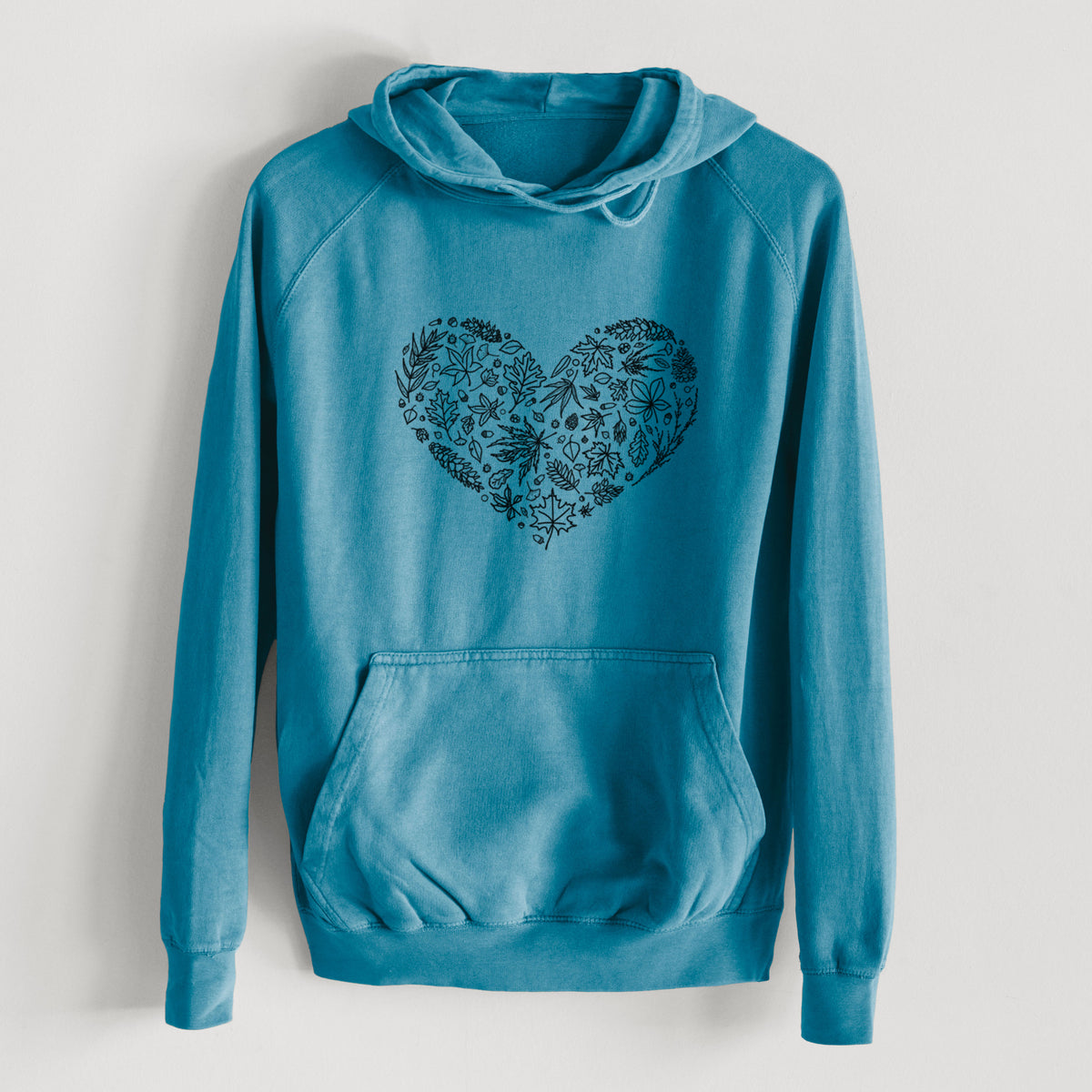 Heart Full of Autumn Leaves  - Mid-Weight Unisex Vintage 100% Cotton Hoodie