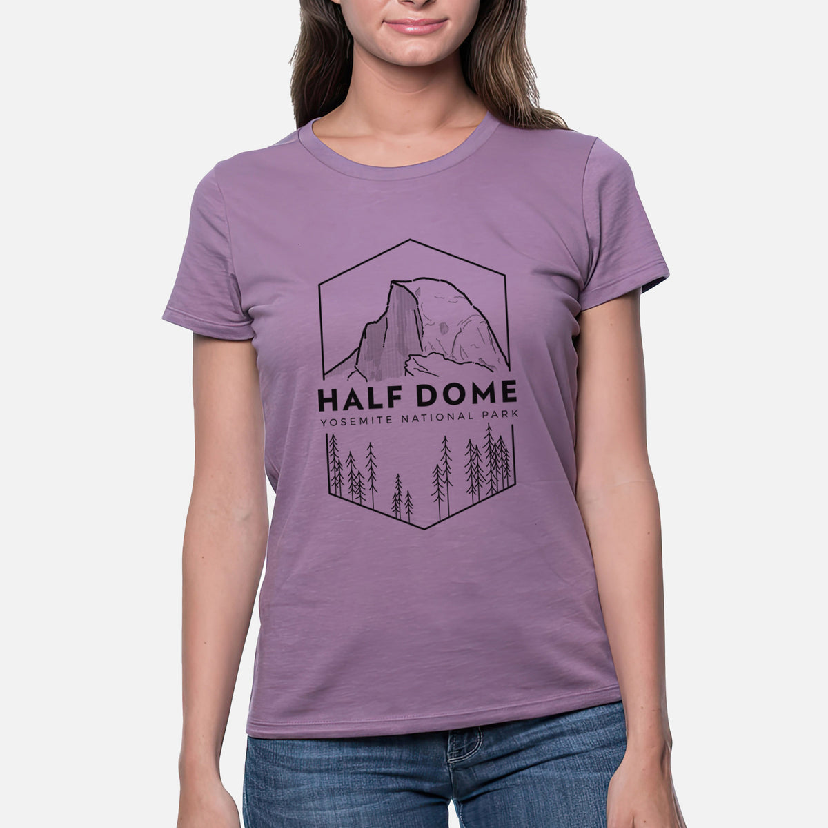 Half Dome - Yosemite National Park - Women&#39;s Crewneck - Made in USA - 100% Organic Cotton