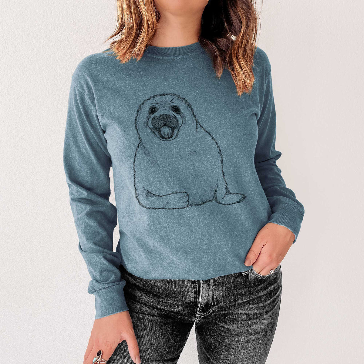 Harp Seal Pup - Pagophilus groenlandicus - Heavyweight 100% Cotton Long Sleeve