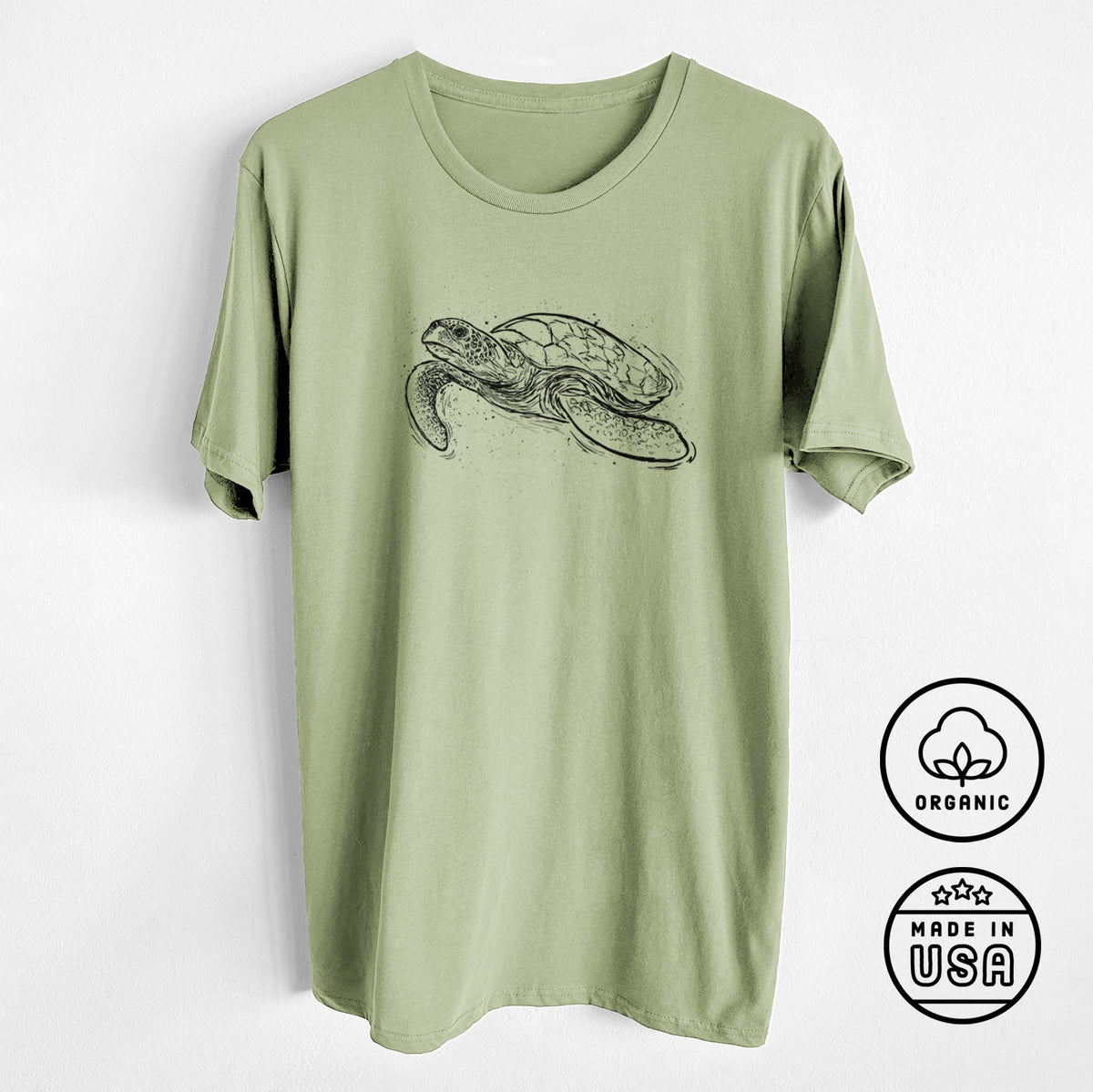 Hawksbill Sea Turtle - Eretmochelys imbricata - Unisex Crewneck - Made in USA - 100% Organic Cotton