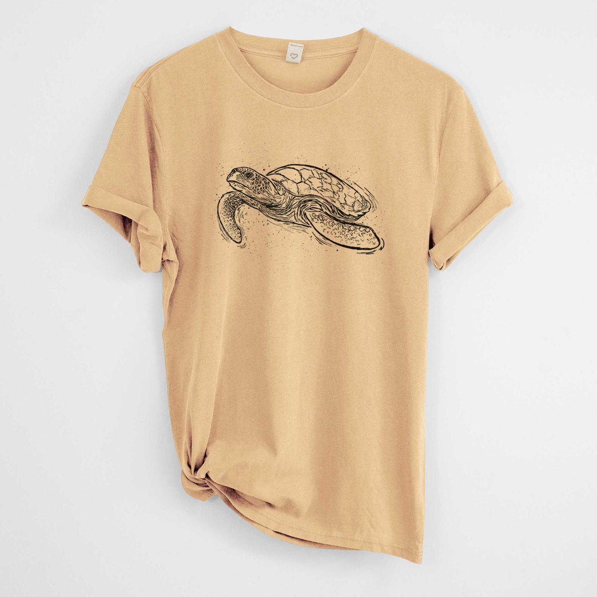 Hawksbill Sea Turtle - Eretmochelys imbricata -  Mineral Wash 100% Organic Cotton Short Sleeve