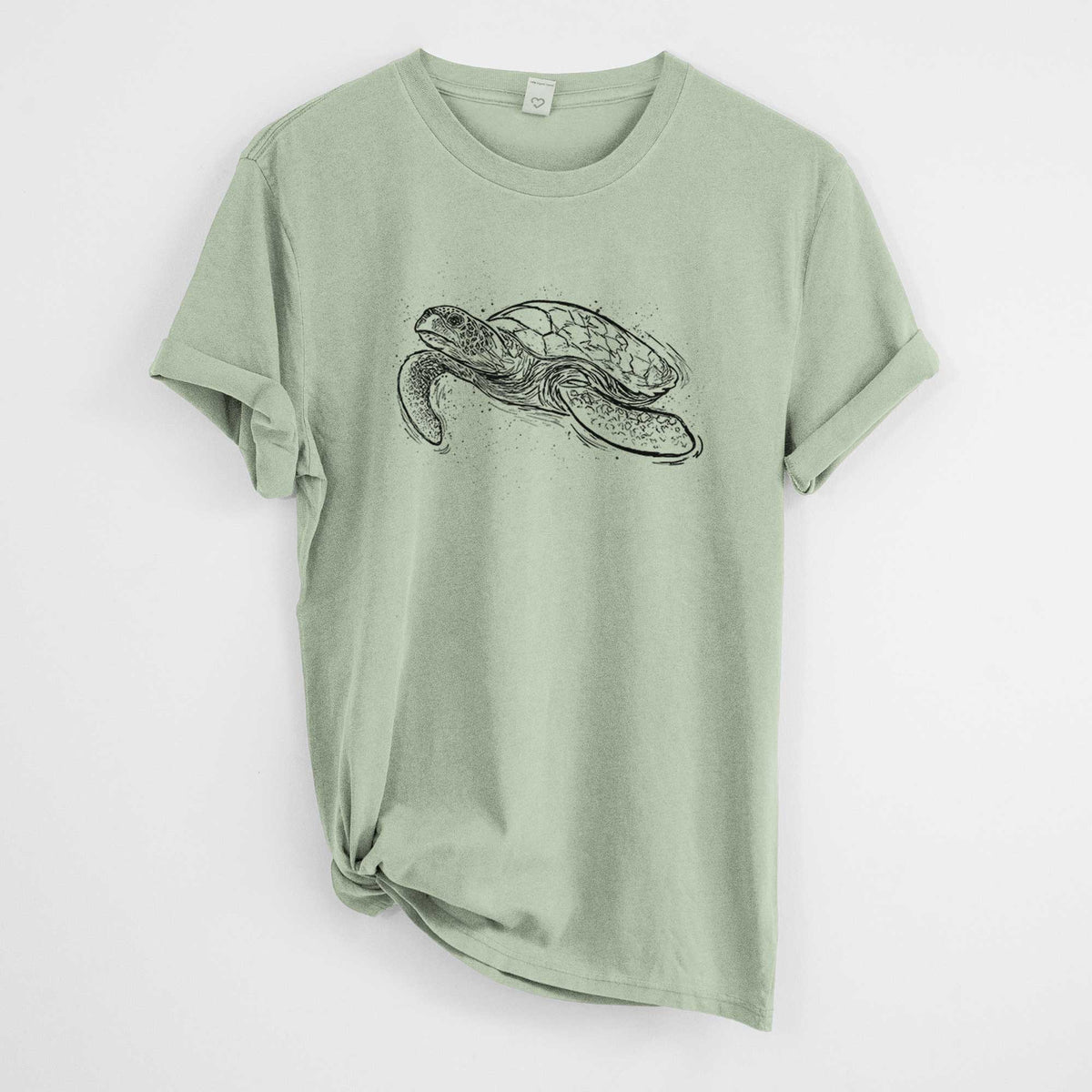 Hawksbill Sea Turtle - Eretmochelys imbricata -  Mineral Wash 100% Organic Cotton Short Sleeve