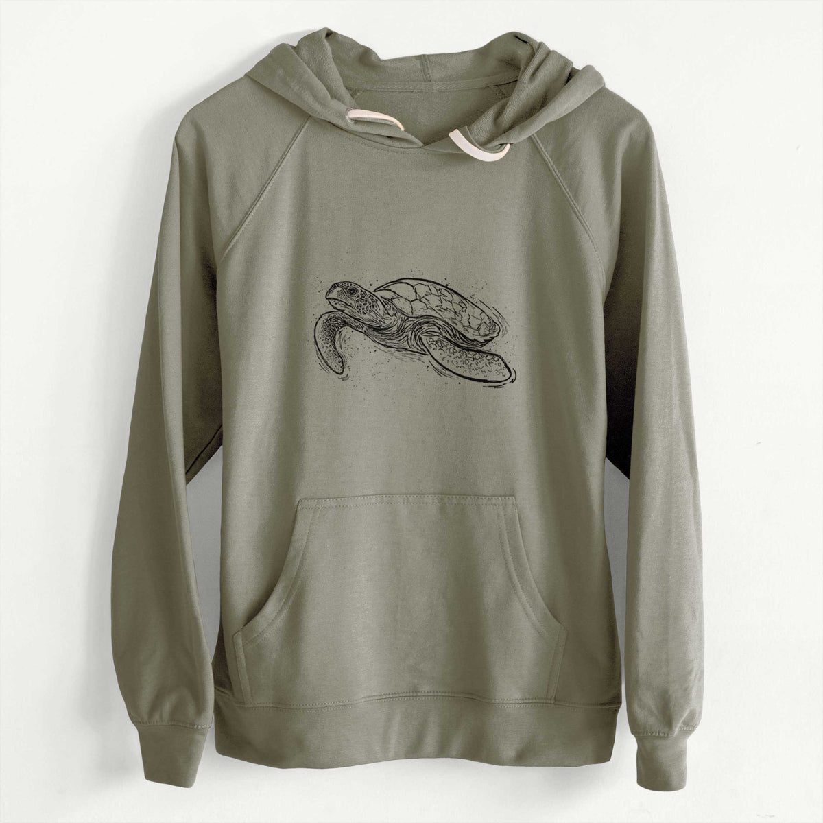 Hawksbill Sea Turtle - Eretmochelys imbricata  - Slim Fit Loopback Terry Hoodie