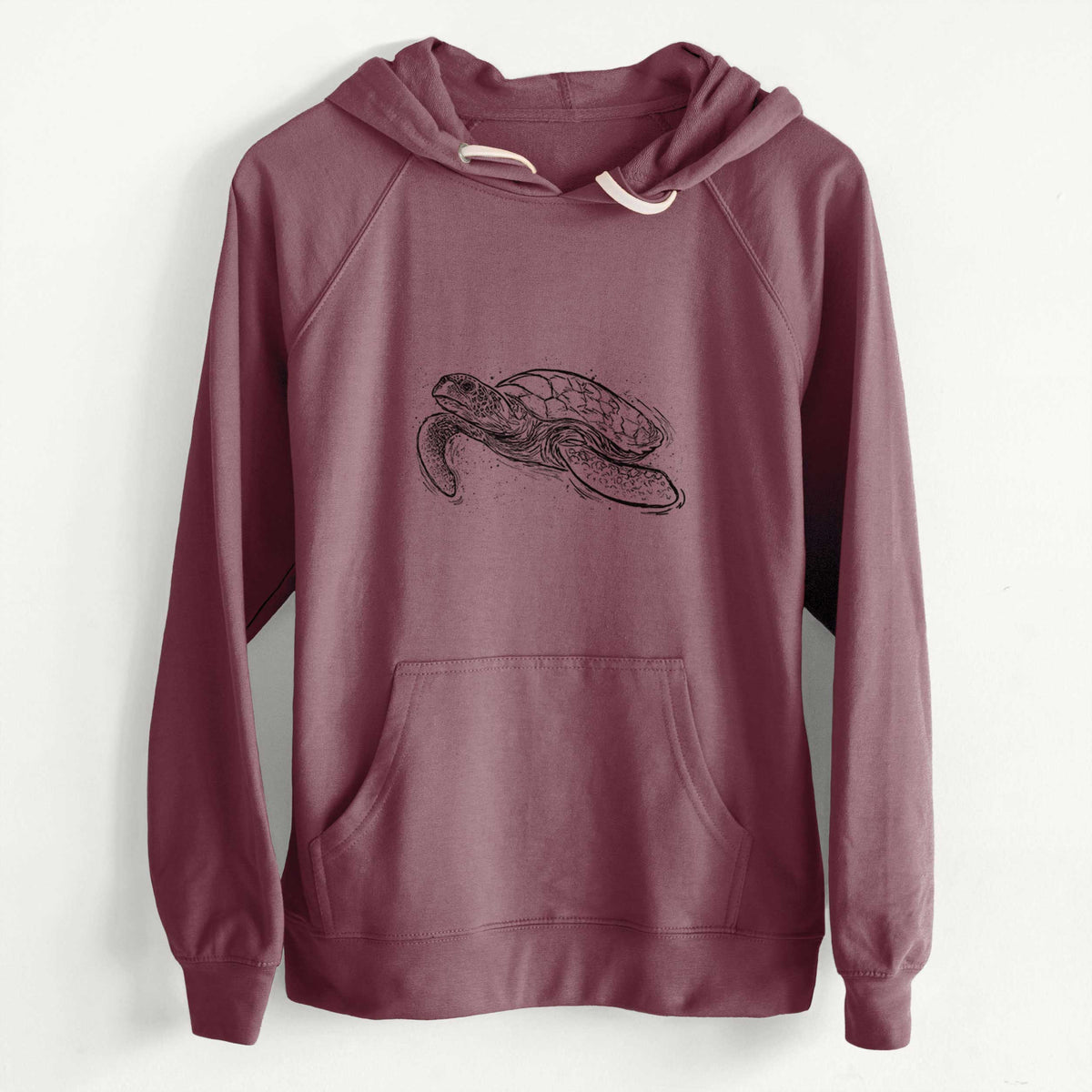 Hawksbill Sea Turtle - Eretmochelys imbricata  - Slim Fit Loopback Terry Hoodie