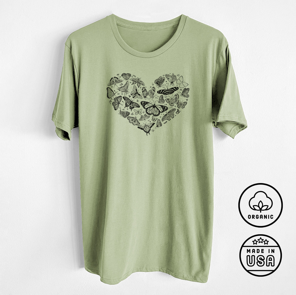 Heart Full of Butterflies - Unisex Crewneck - Made in USA - 100% Organic Cotton