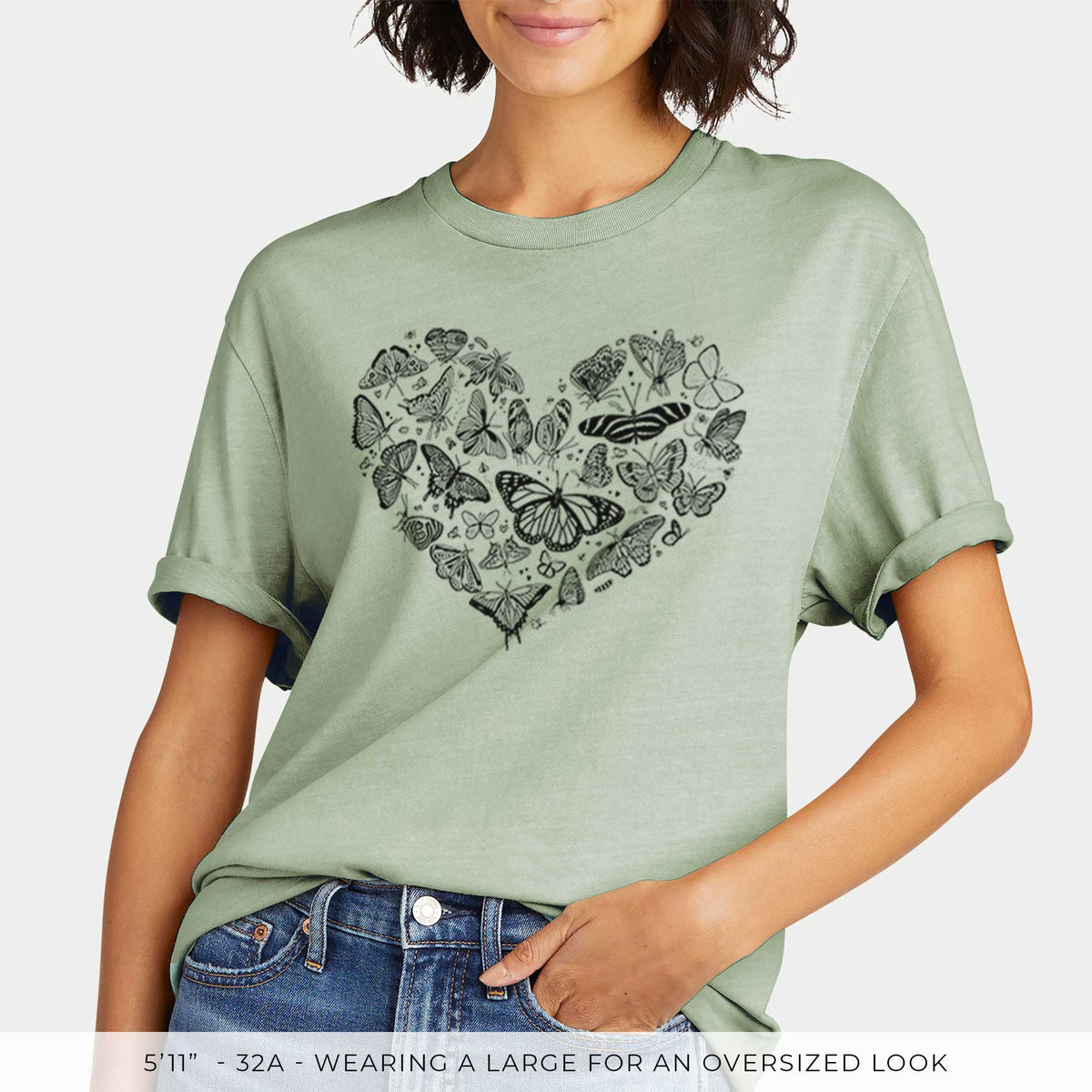 Heart Full of Butterflies -  Mineral Wash 100% Organic Cotton Short Sleeve