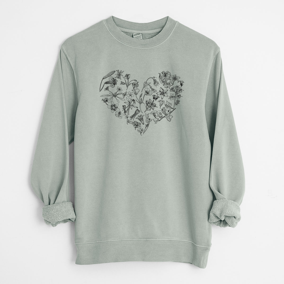Heart Full of California Mountain Wildflowers - Unisex Pigment Dyed Crew Sweatshirt